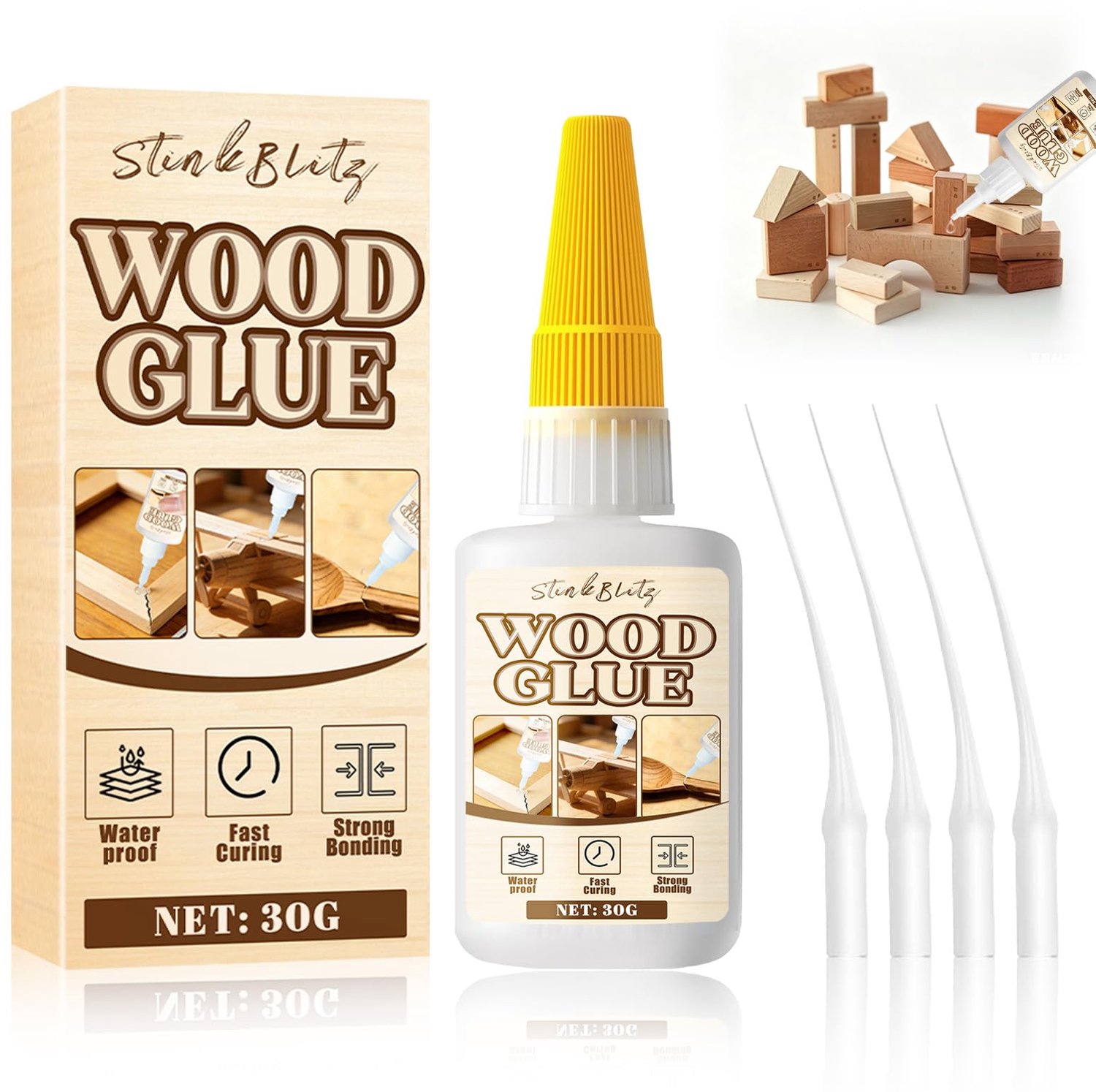 Extra sterke houtlijm voor hout, transparant en waterdicht, sneldrogend, voor meubelreparatie, knutselen - ShopVlot