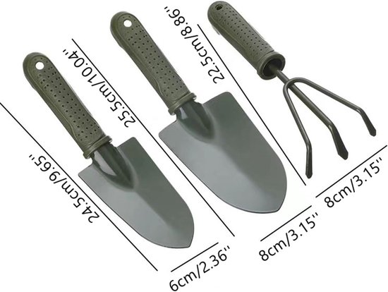 Dailygoods- Tuinieren Tool Set Mini - 2x Hark/Spade/Schep - Lichtgewicht - Roestvrij Staal - Houten Handvat - Voor Indoor/Outdoor Gebruik - Tuingereedschap van Dailygoods — afbeelding 5
