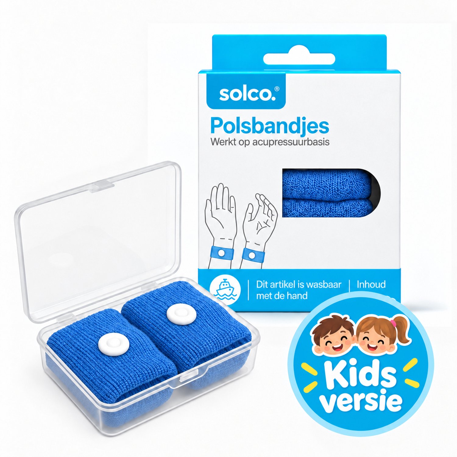 Kinderen Anti Misselijkheid Bandjes 2 stuks - Zeeziekte - Reisziekte - Anti Wagenziekte - Polsbandje - Blauw