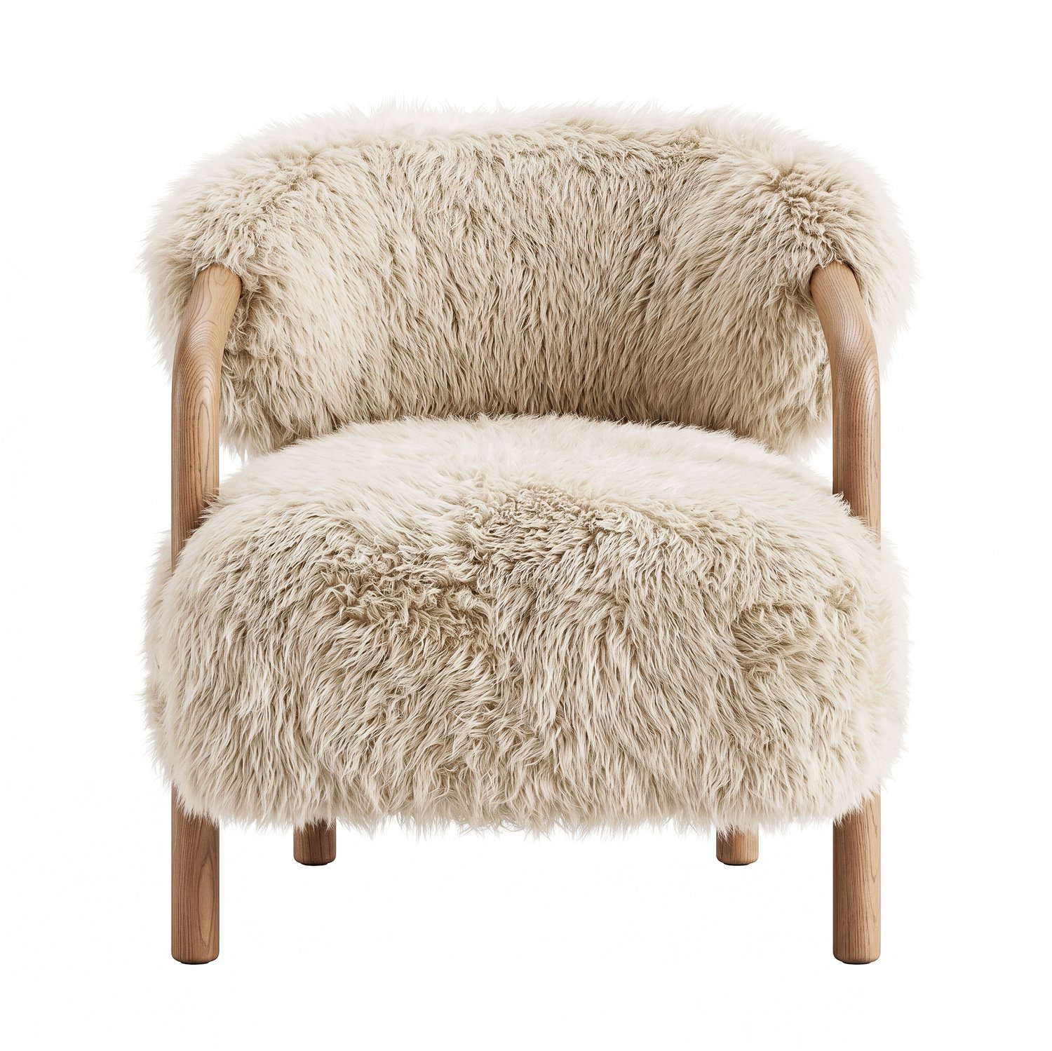 PTMD Avelon Beige Fauteuil Real Sheepskin Ash Wood