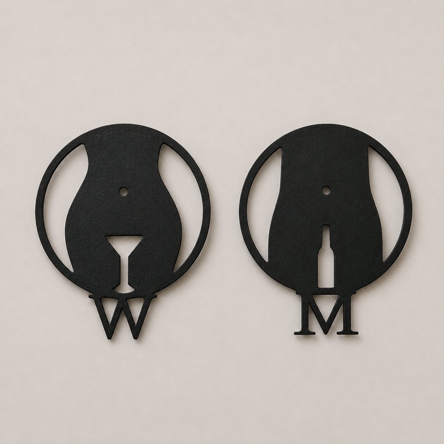 Toiletbordjes Man & Vrouw Set van 2 – WC Deurbordjes – Moderne Toiletaanduiding
