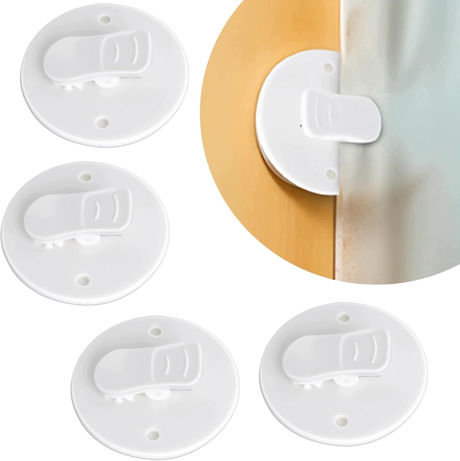 Zelfklevende Douchegordijn Clips - Wit, 4 Stuks