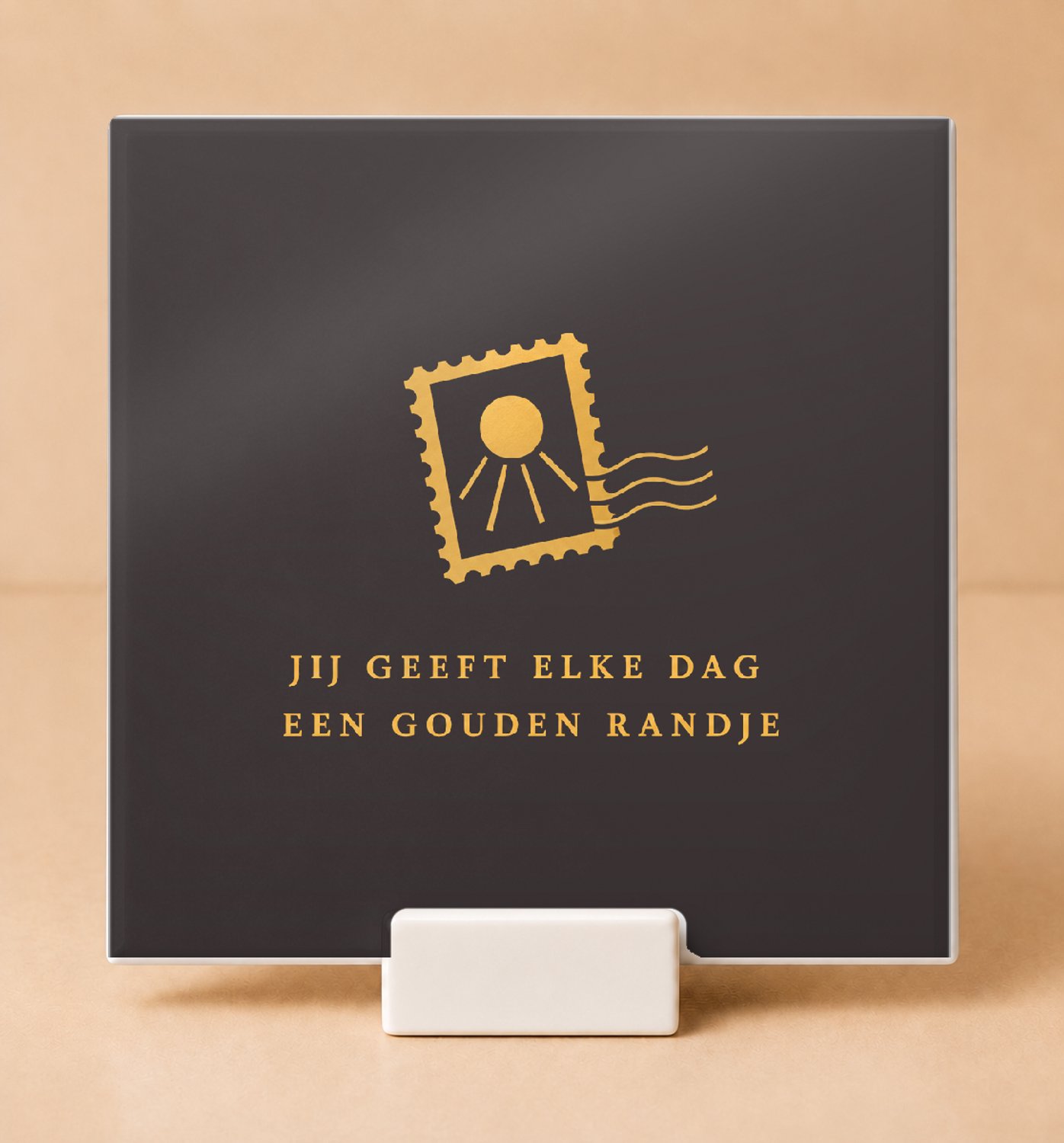 Bedruk King Vrolijke Matisse-stijl Tegel 'Eindejaars-applaus voor de klas' – Artistieke wanddecoratie voor leerkrachten - 11 x 11 cm met houder Wit