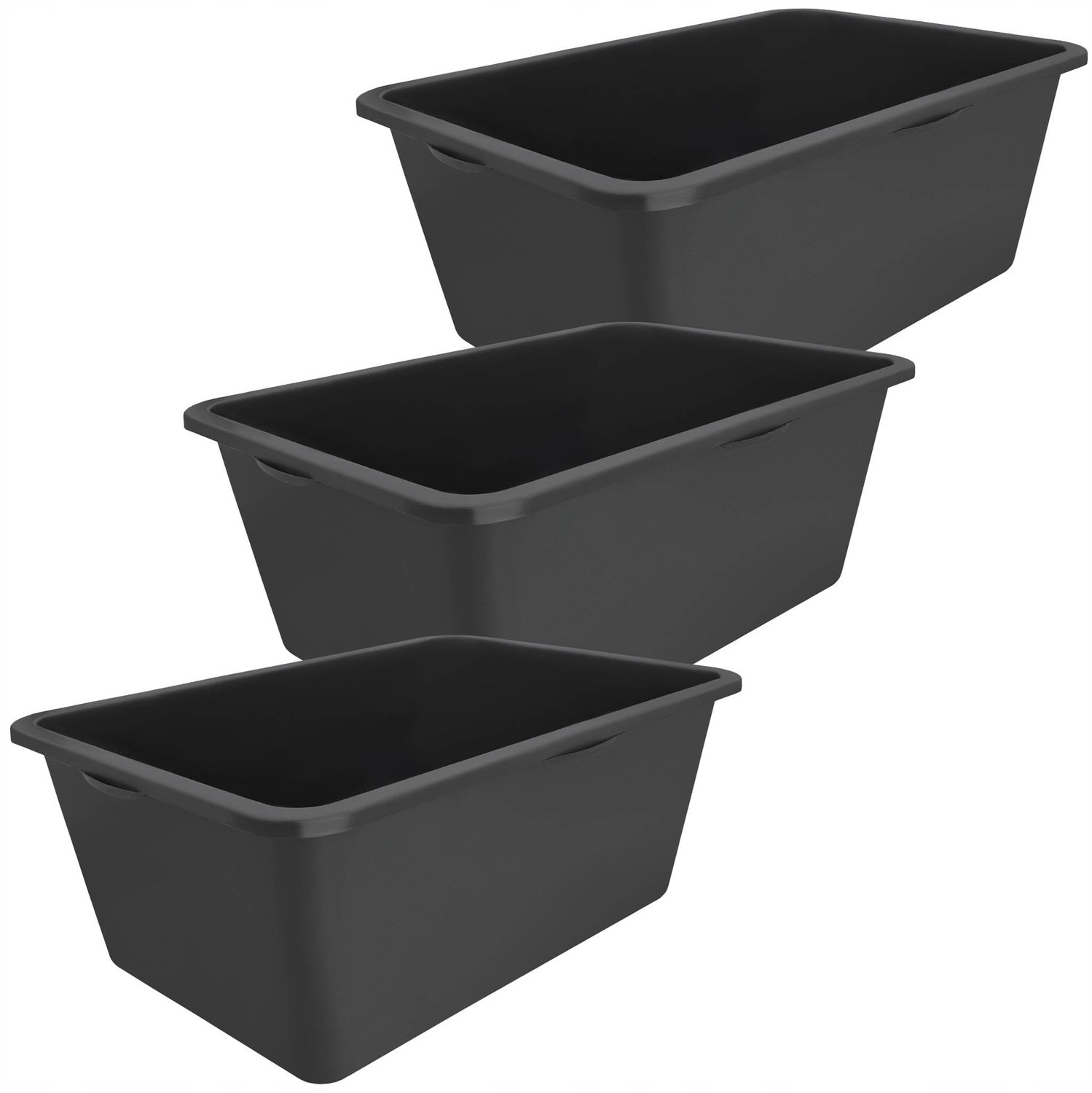 Bouwemmer 80L Rechthoekig Zwart - Set van 3 Stuks