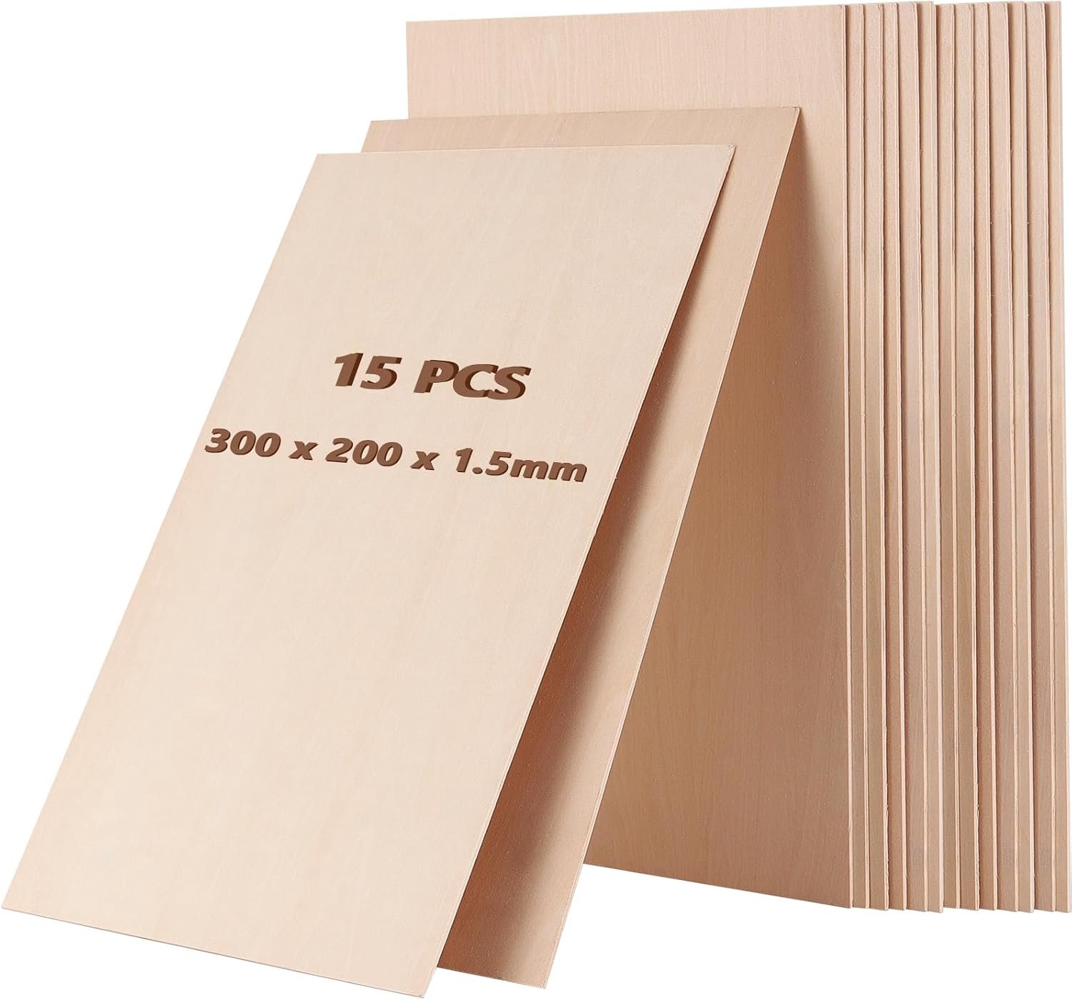 HAKZEON 15PCS 300 x 200 x 1,5 mm balsahoutplaten, onafgewerkte dunne stukken balzahout hobbybord houten plaat voor - Vemera