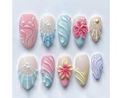 3D Y2K Kunstnagels, 30 Stuks Kunstnagels met Gel en Vijl, Trendy Persnagels voor Vrouwen en Meisjes met Nail Art Decoratie