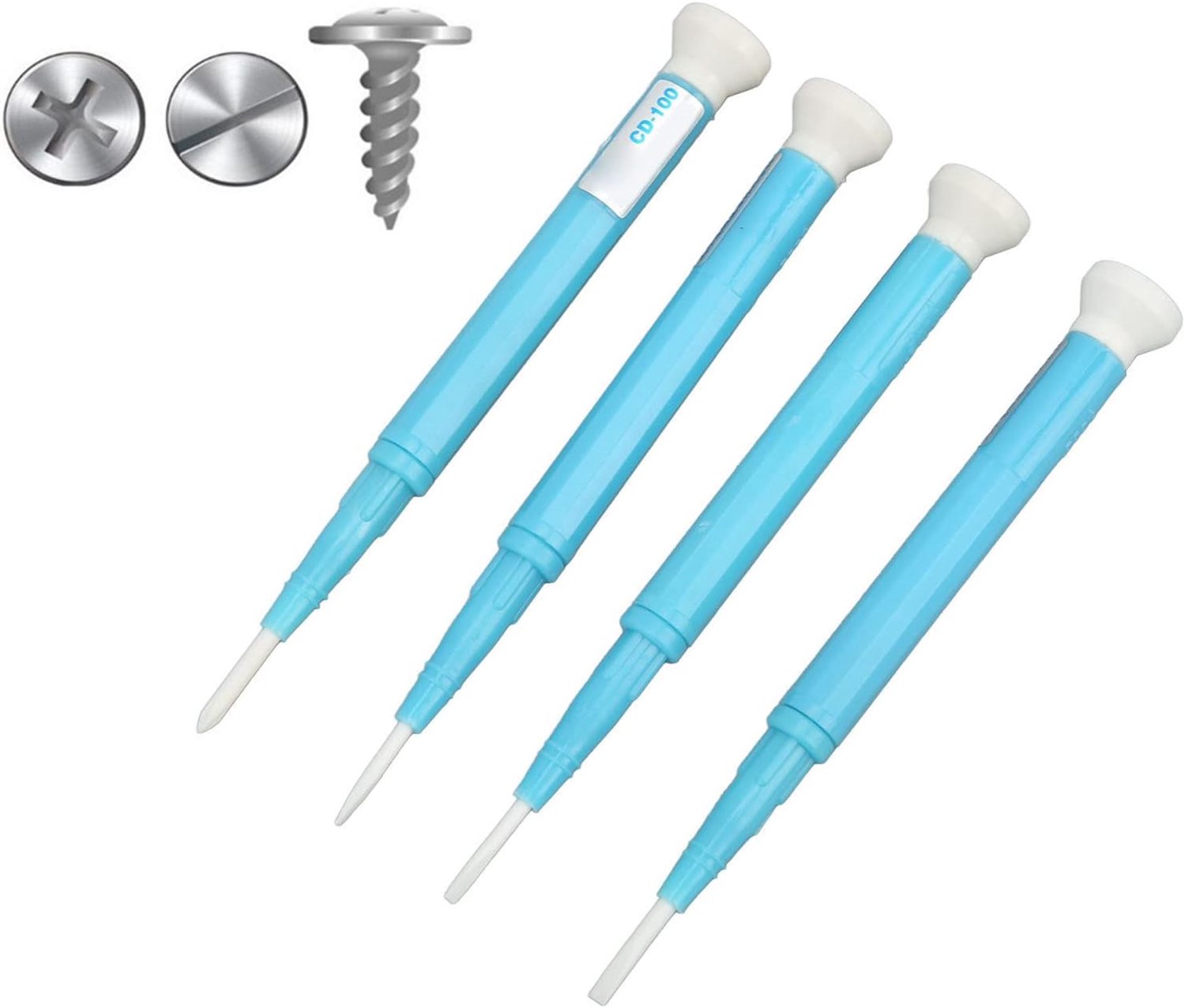 Set van 4 Slotted Screwdrivers voor Frequentie-aanpassing met Keramische Kop - 1.3mm, 1.8mm, 2.0mm en 2.6mm voor Circuitafstelling en Precisiewerk