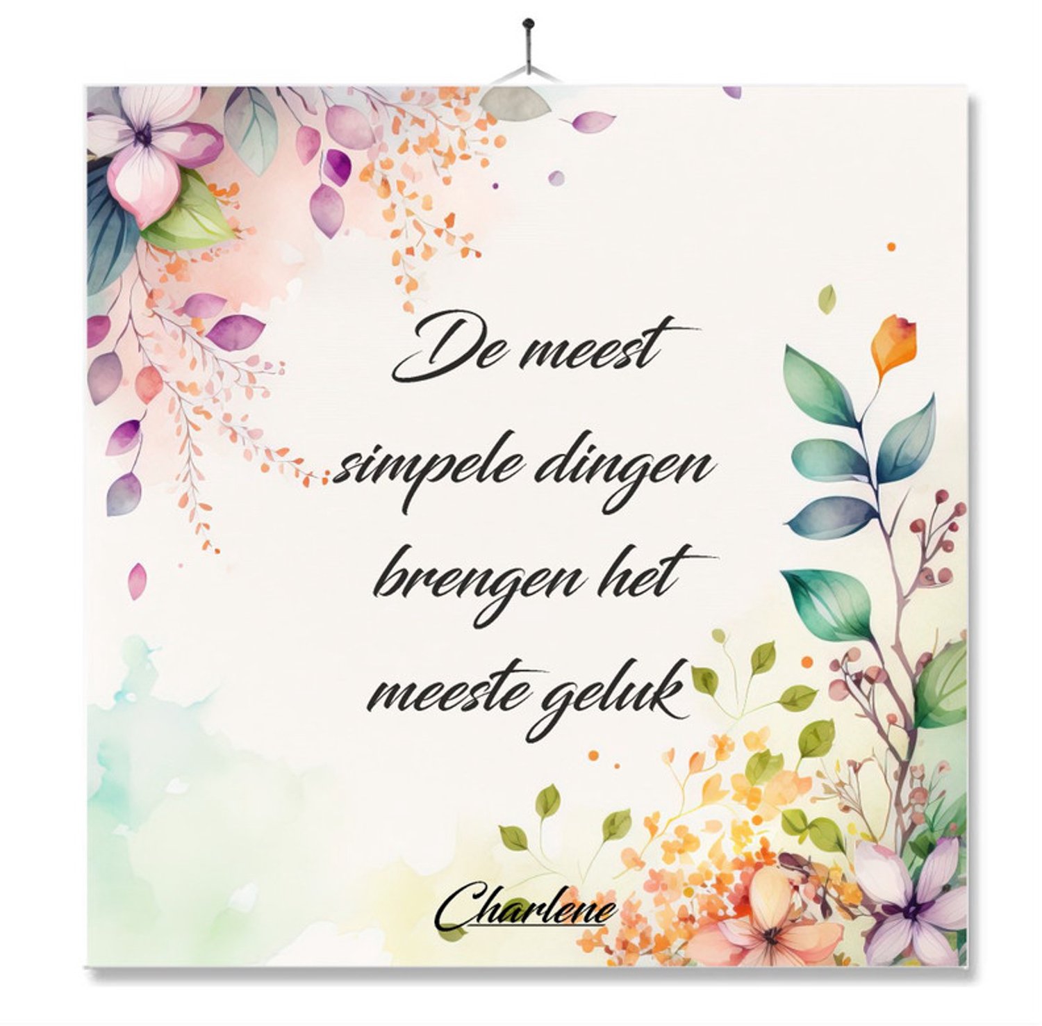 MC Living Tegel Met Opdruk | Spreuk | Motivatie | De meest simpele dingen brengen het meeste geluk Multi-Color
