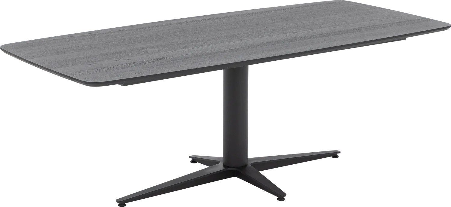 Goossens Eettafel Milo - 180 x 76 x 100 - eiken - zwart - semi ovaal