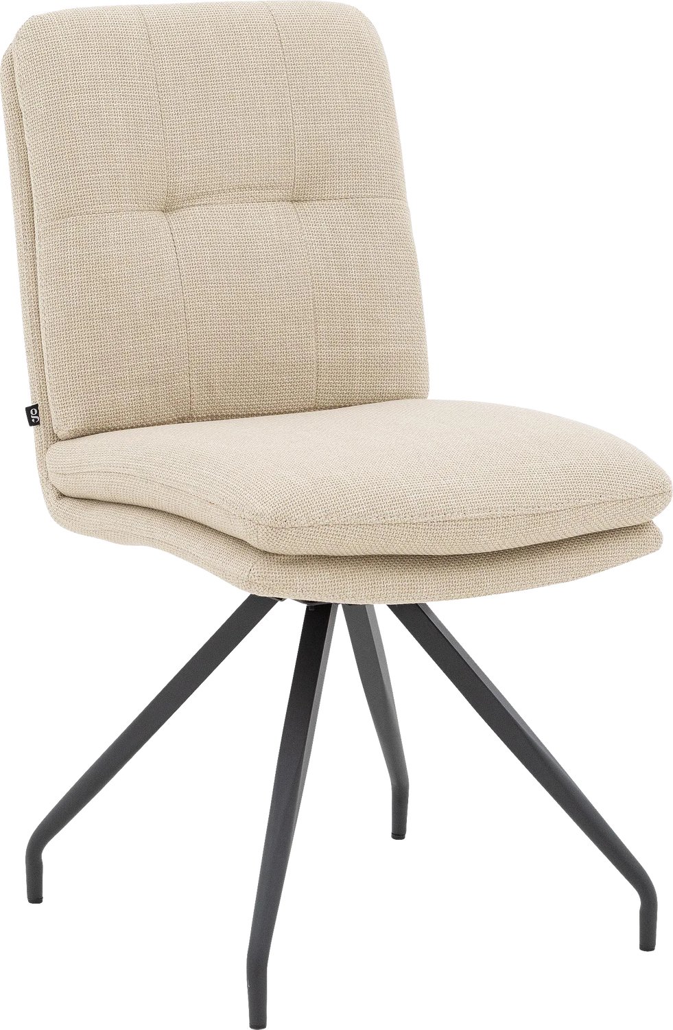 Goossens Eetkamerstoel Mirthe - Beige - Stof - Zonder Armleuning - Draaibaar grof geweven zand