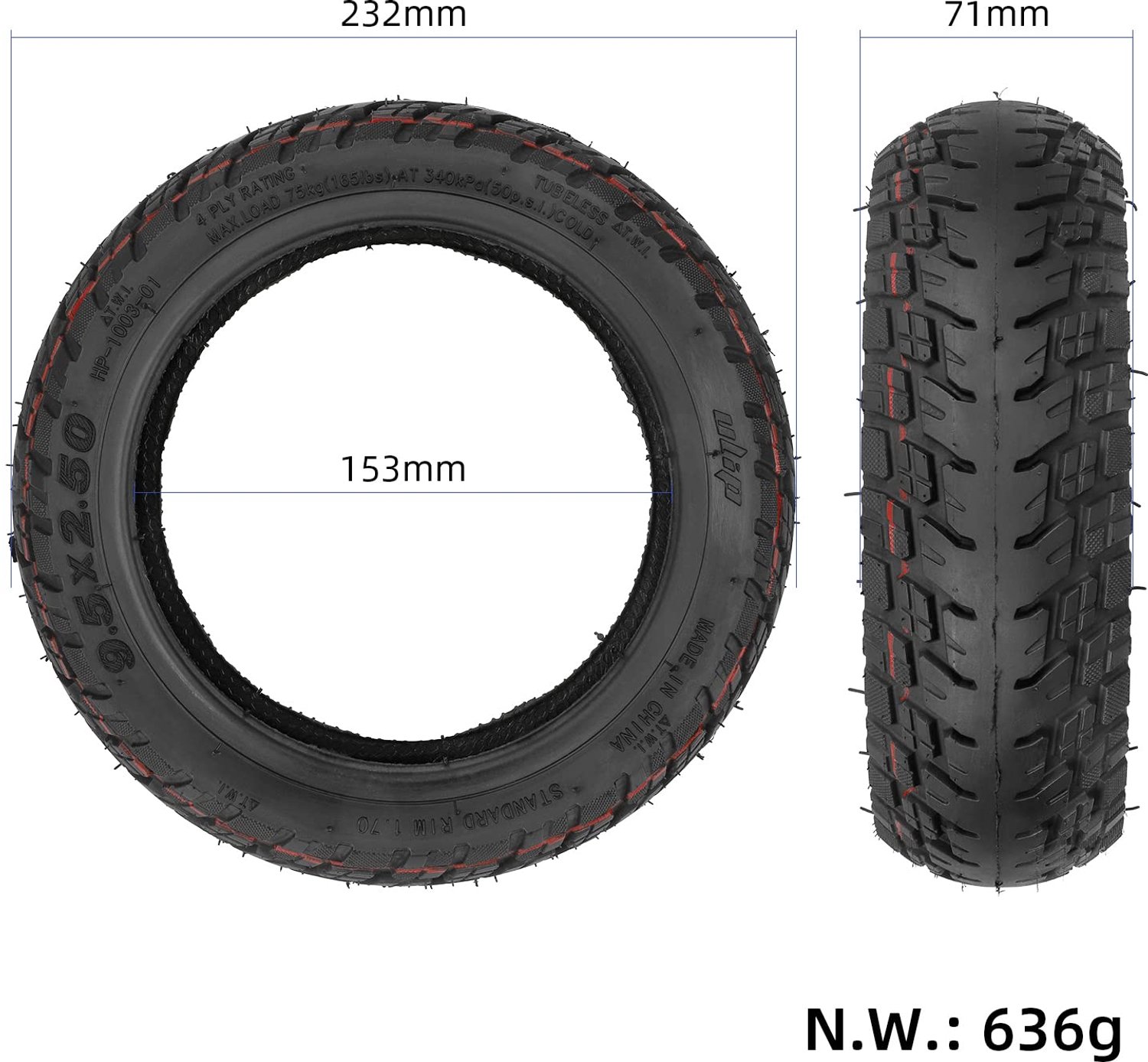 Tubeless Off-Road Tyres voor Niu KQI3 Elektrische Scooter – foto 5
