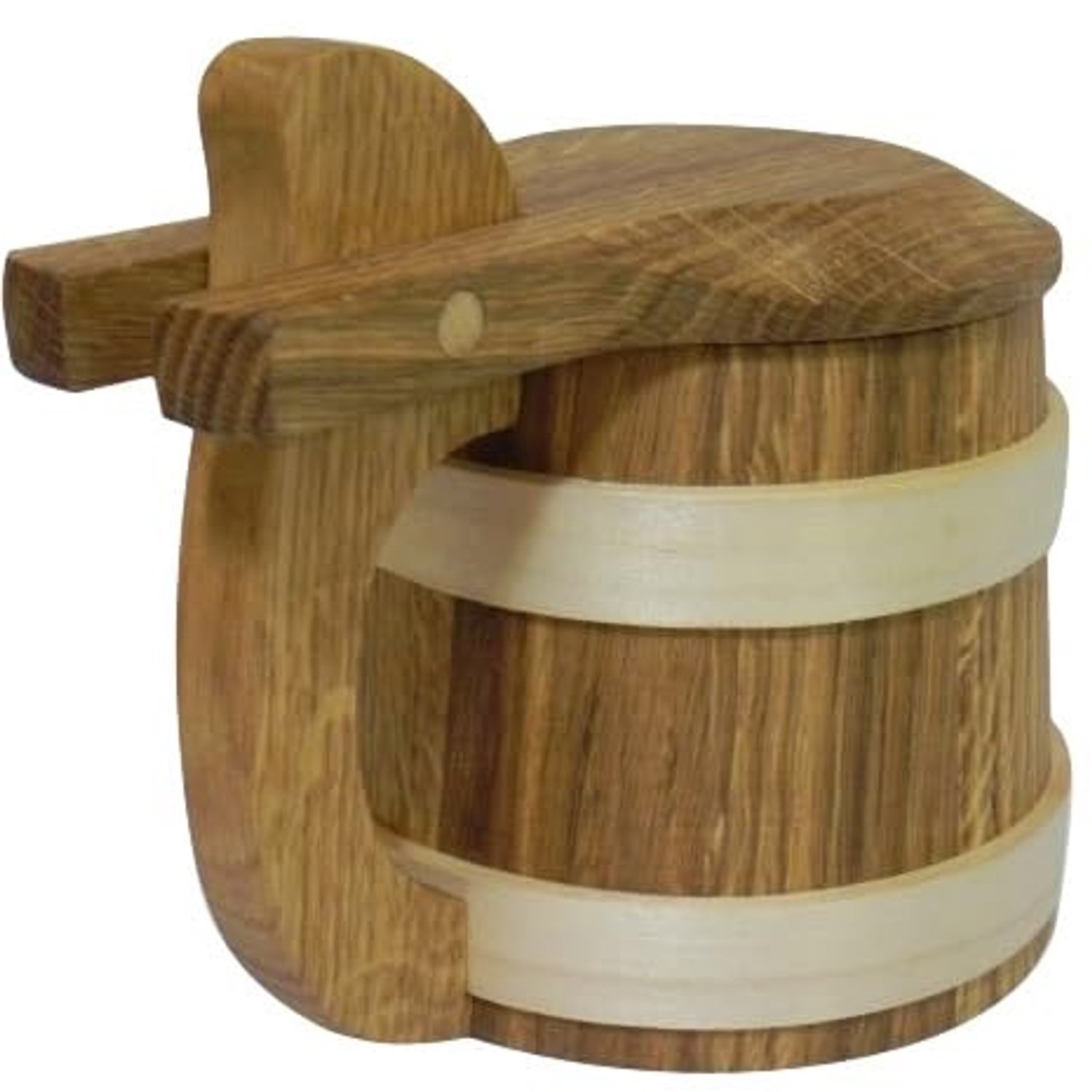 Houten Biermok van Eikenhout met Deksel 0.5L