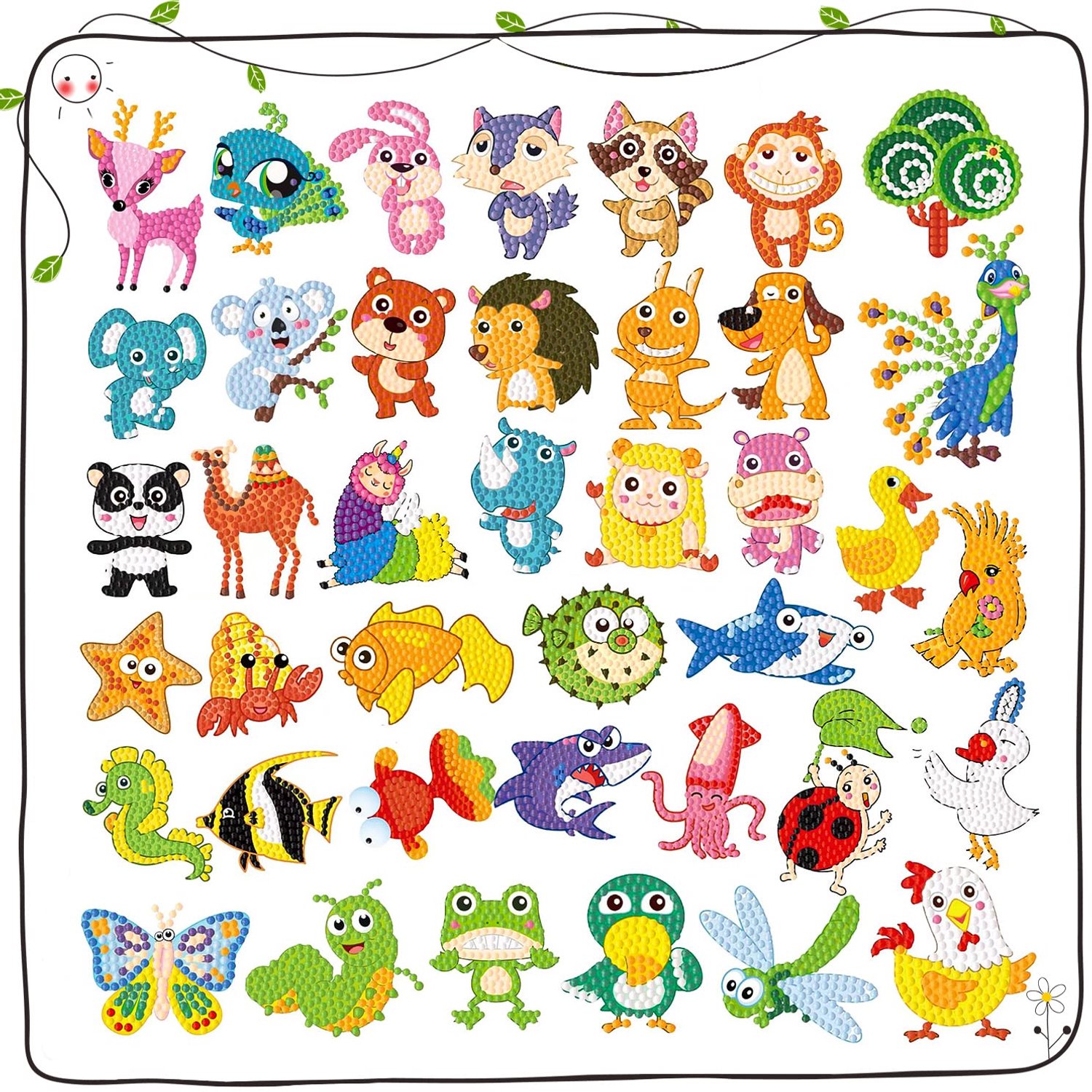Doe-Het-Zelf Diamond Painting Kinderstickerset met Dieren