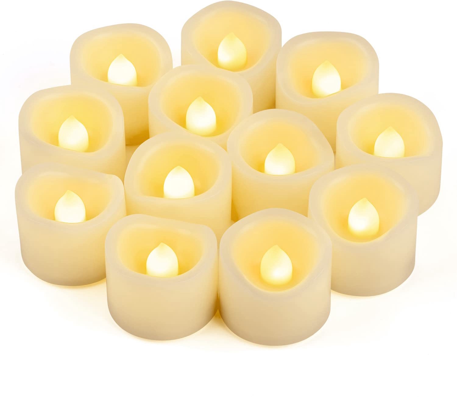 12 LED Theelichtjes met Batterij - Vlamloze Votiefkaarsen voor Decoratie