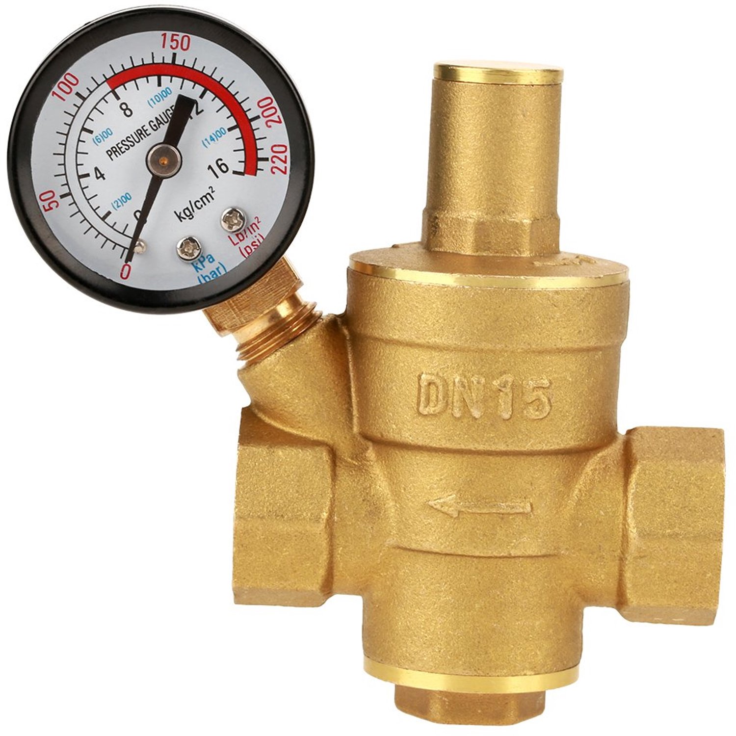 Drukregelaar DN15 messing - Verstelbare Waterdrukregelaar - Drukreducerende Klep - 1/2 inch Draad - Hoge Precisie - Geschikt voor Hydrauli