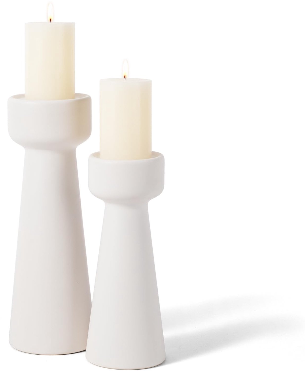 Set van 2 Keramische Kandelaarhouders in Mat Wit