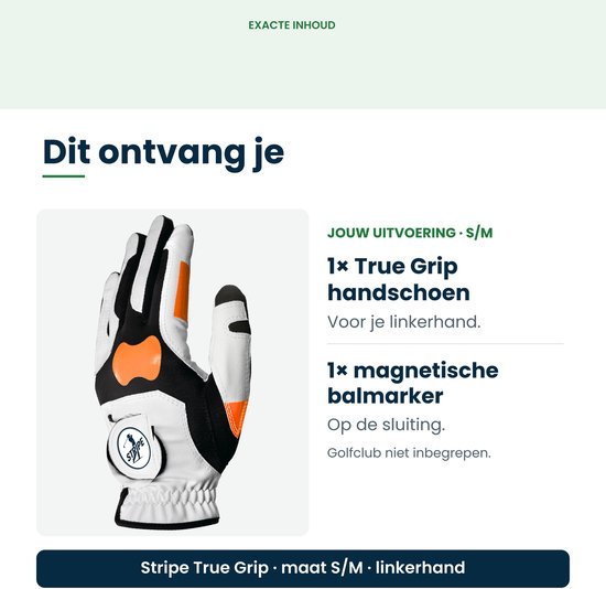 Stripe True Grip golfhandschoen - Griptraining, balmarker - S/M — afbeelding 3