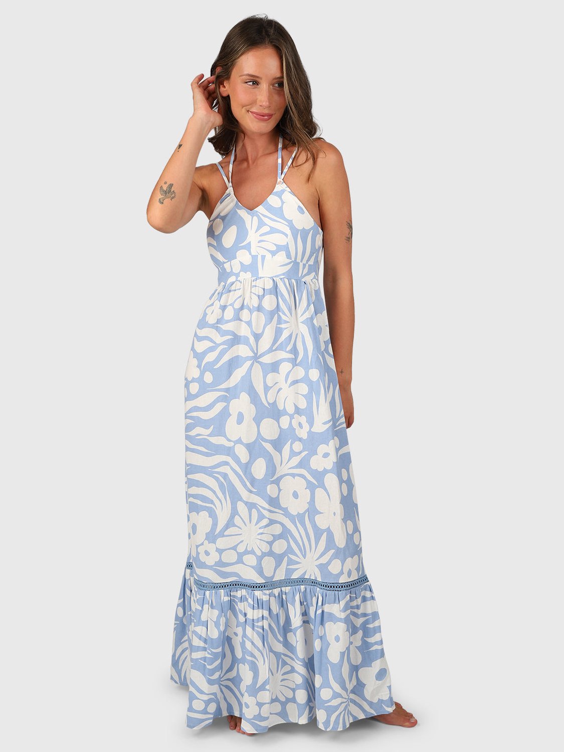 Brunotti Siena-Floral Swirl Dames Jurk - Zomerjurk - Bluebell