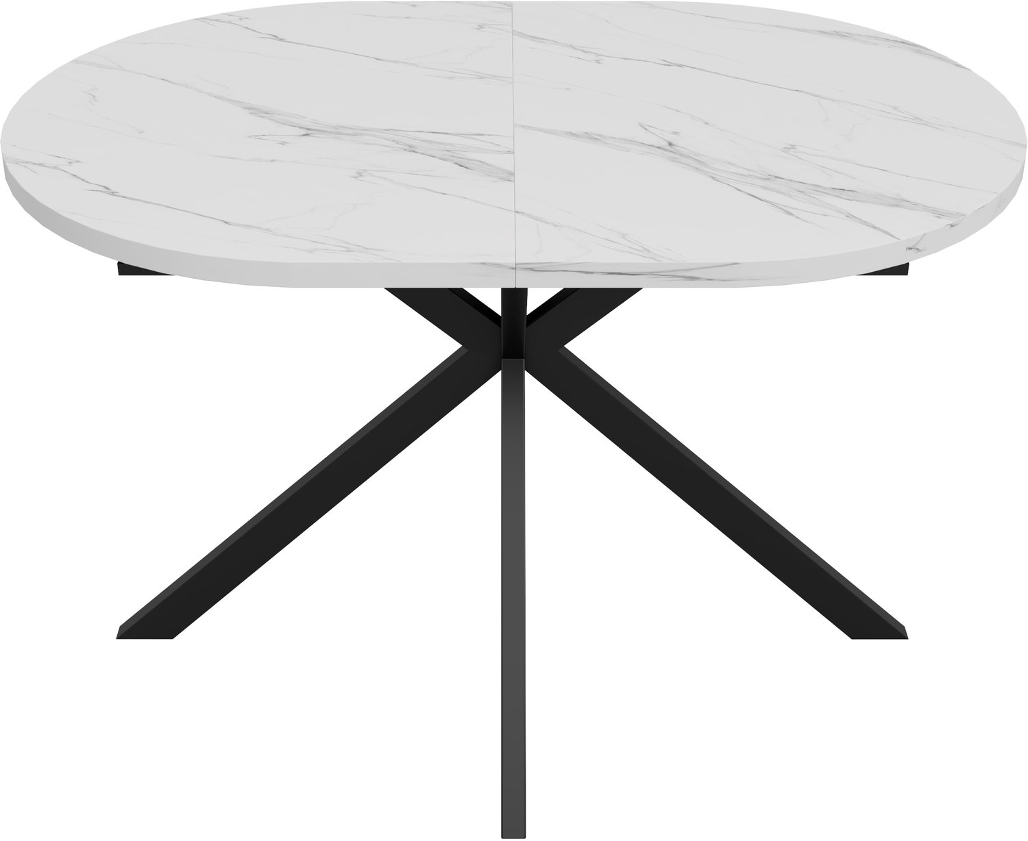 REDOM Uitschuifbare eettafel 120-160 x 80 cm - Ovaal MDF-blad en metalen poten - Wit