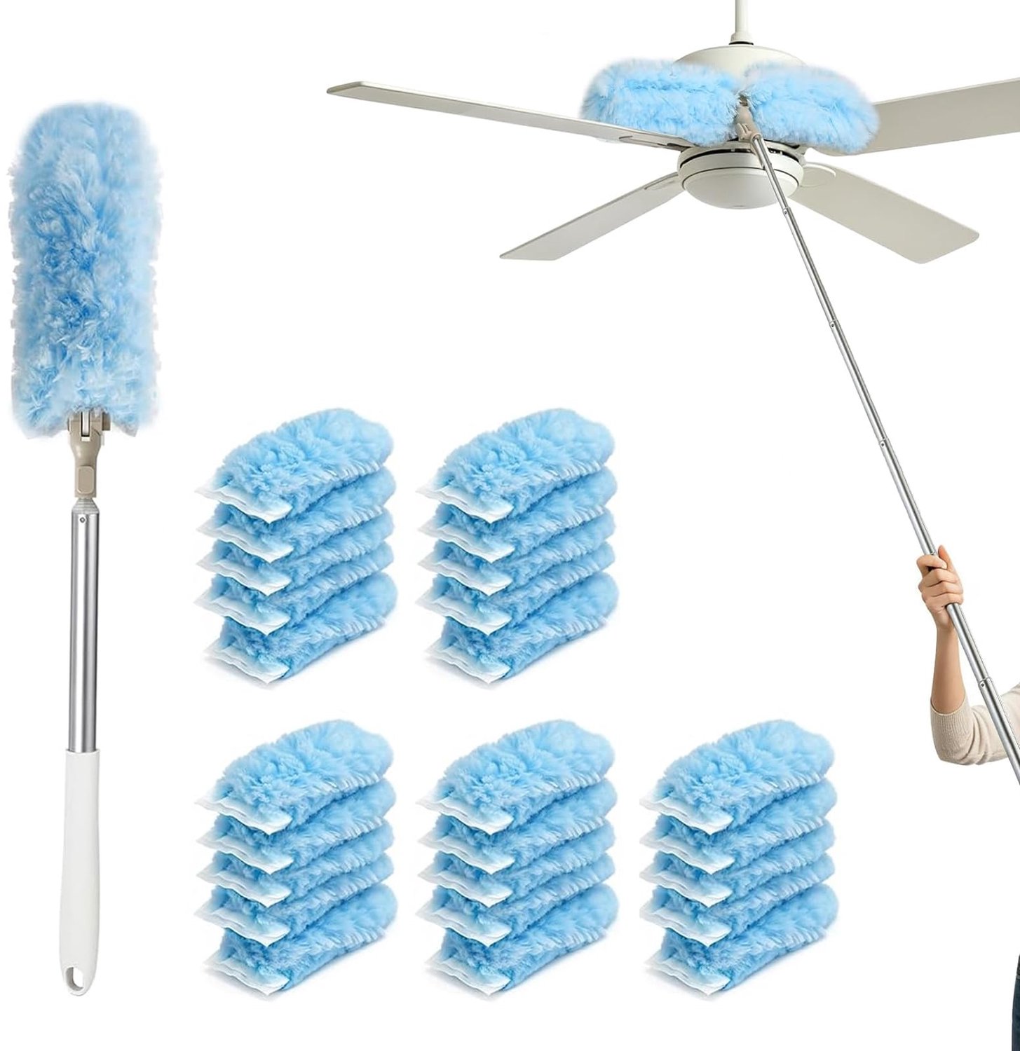 Uittrekbare reinigingsgreep - 210 cm - Blauw