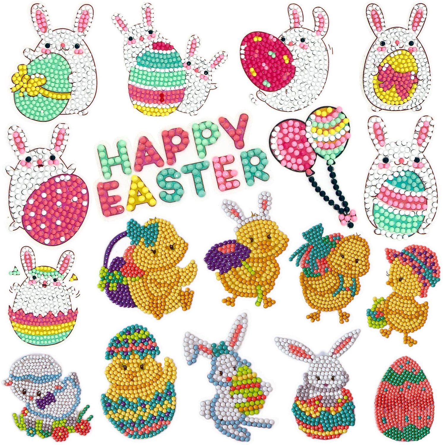 5D Diamantschilderstickers Set - 18 Stuks voor Kinderen