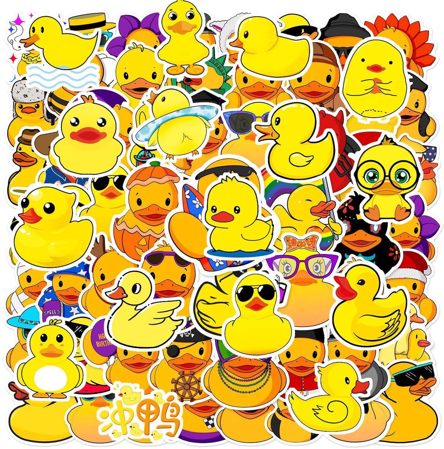 Set van 100 Gele Eend Stickers - Waterdichte Decoratieve Stickers