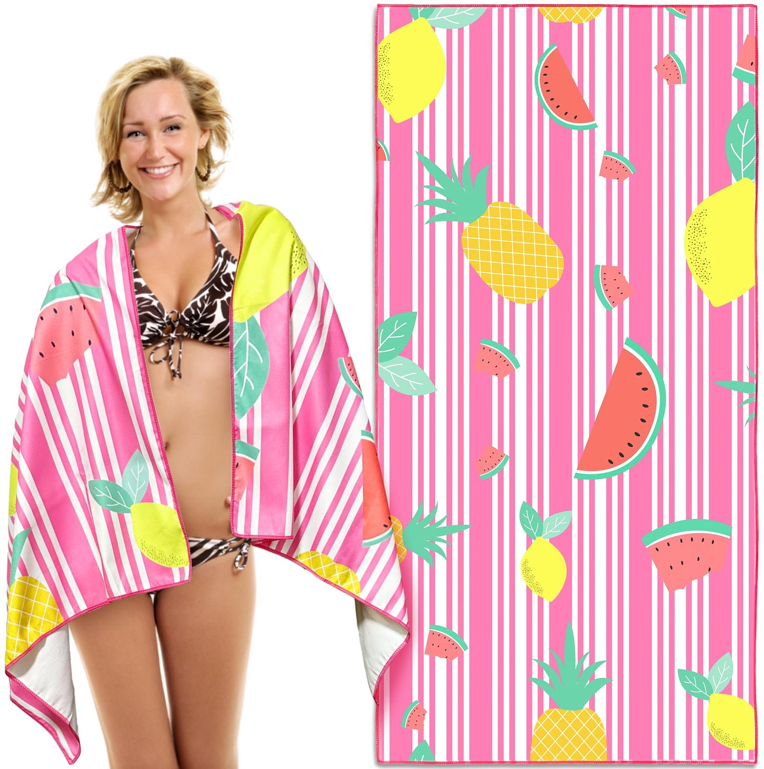 Extra Groot Microvezel Strandlaken met Tropisch Fruit Design
