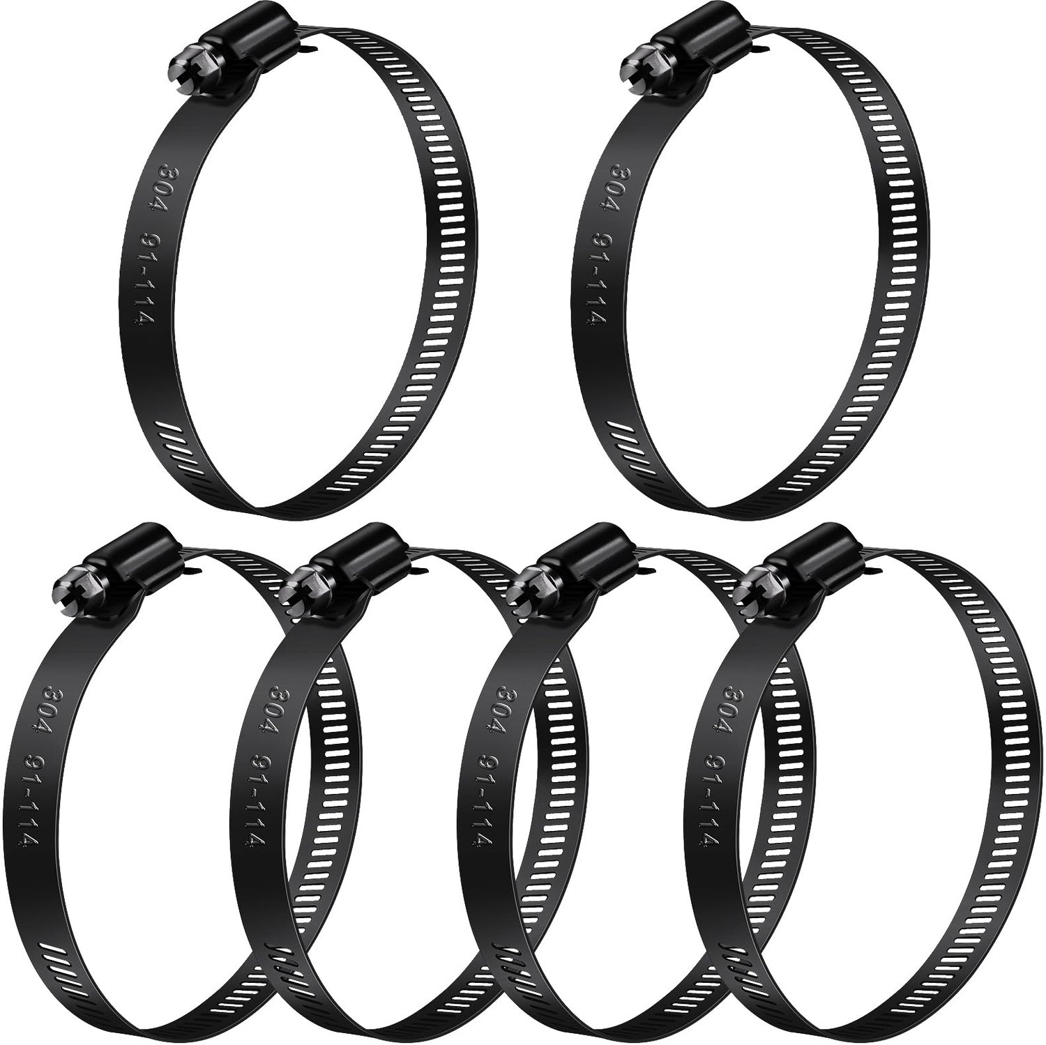Set van 6 Roestvrijstalen Slangklemmen 91-114 mm