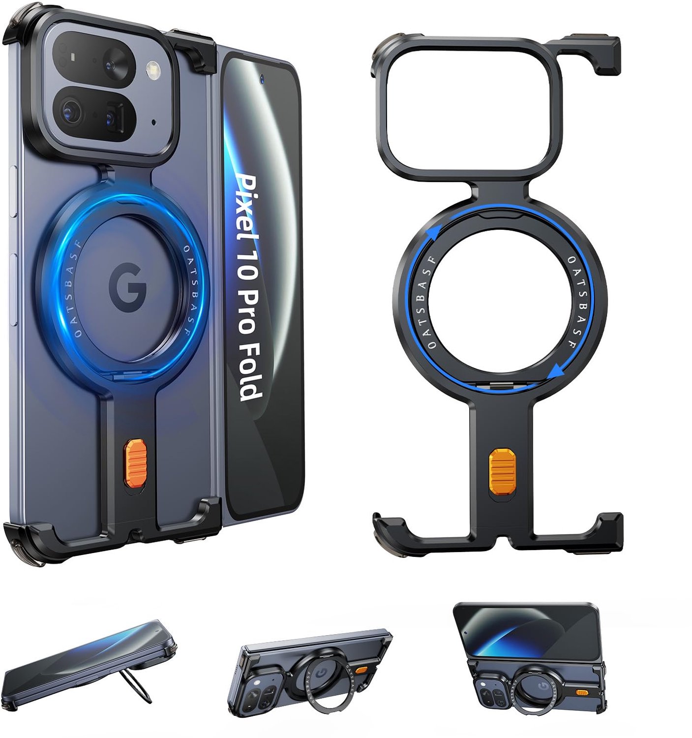 Rugged Case voor Google Pixel 10 Pro Fold met 360° Rotating Kickstand