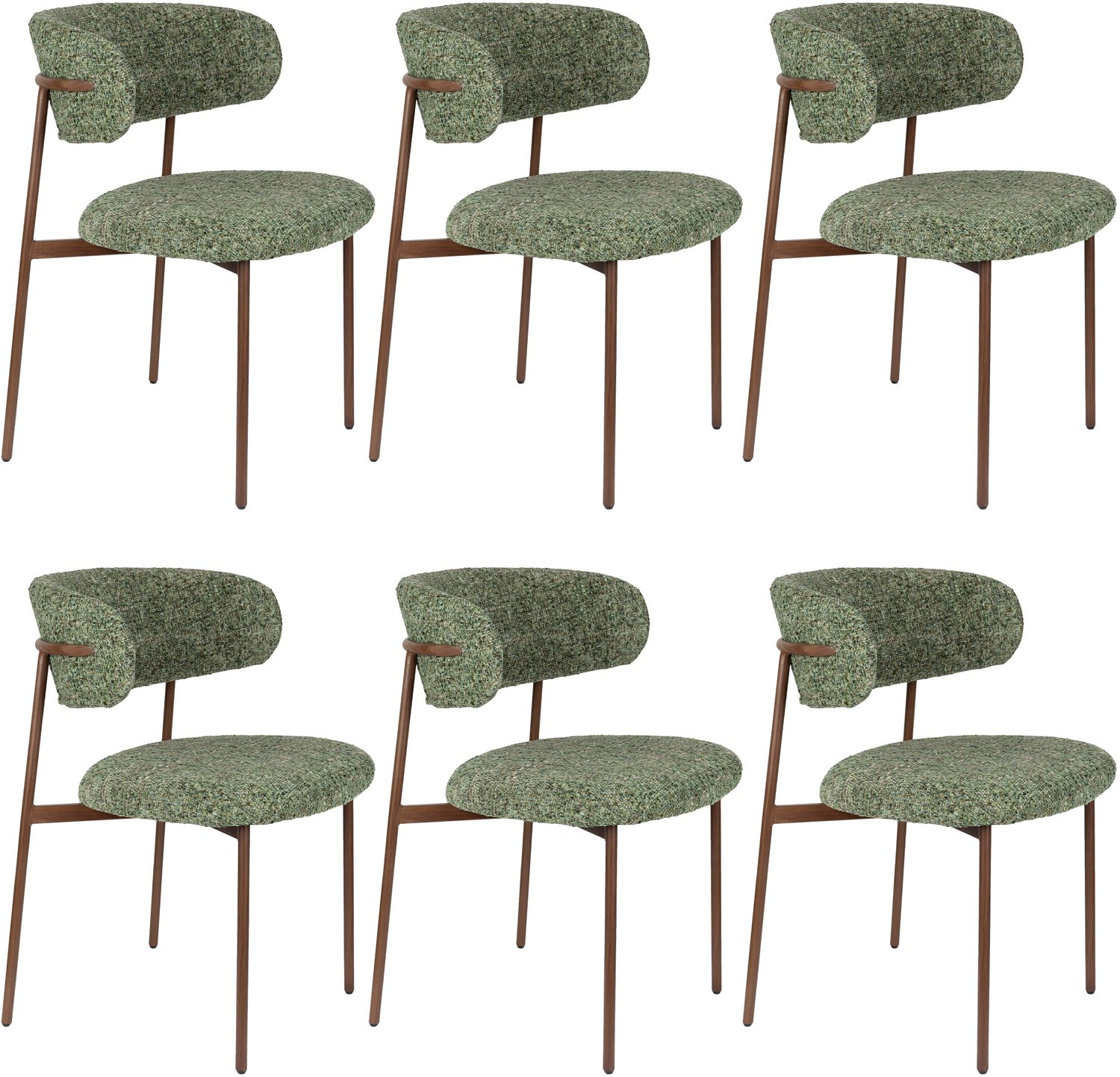 Housecraft Living Claes Eetkamerstoelen Gemêleerd Groen - Set van 6
