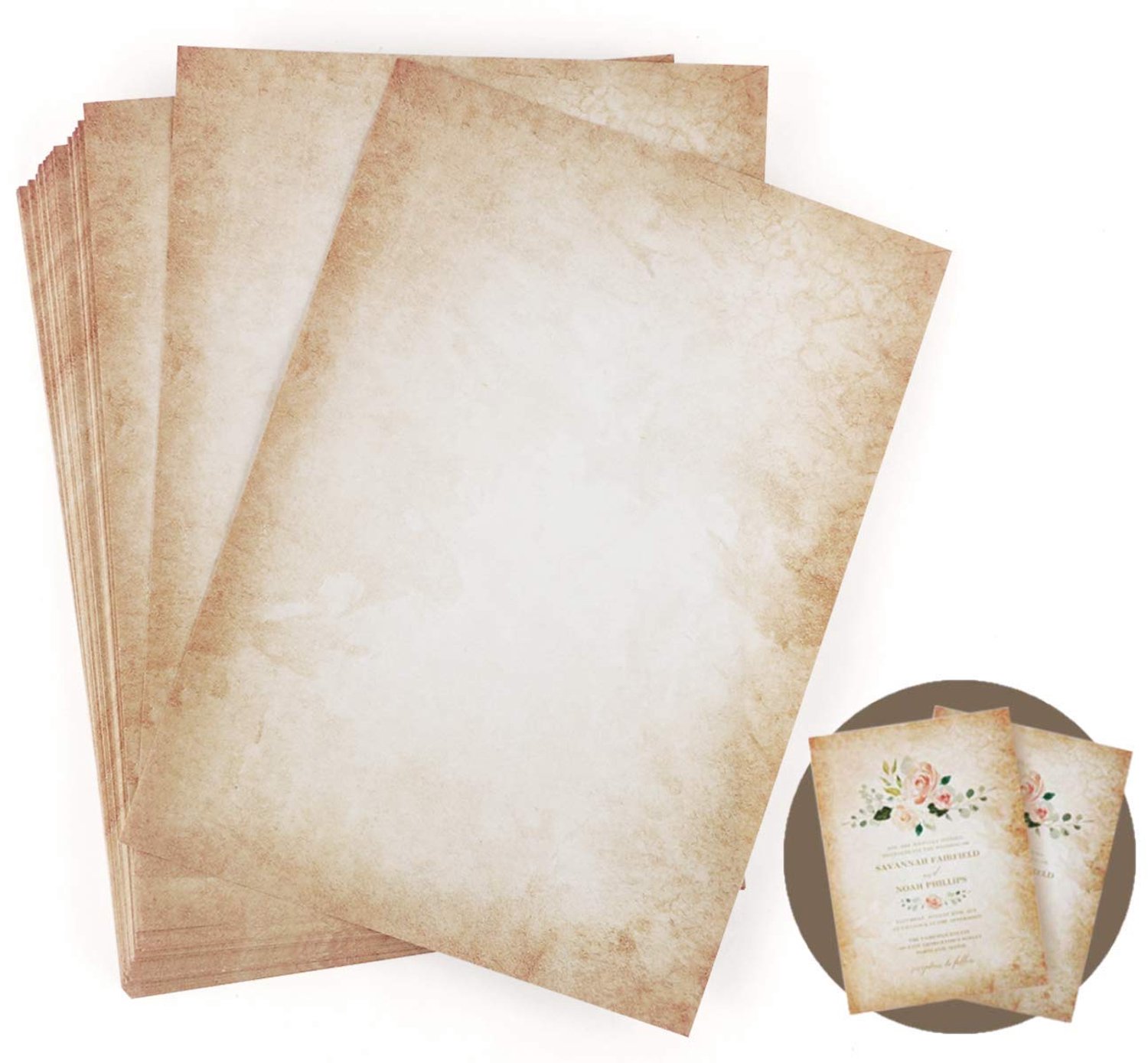 Vintage Schrijfpapier Set van 50 Vellen DIN A4