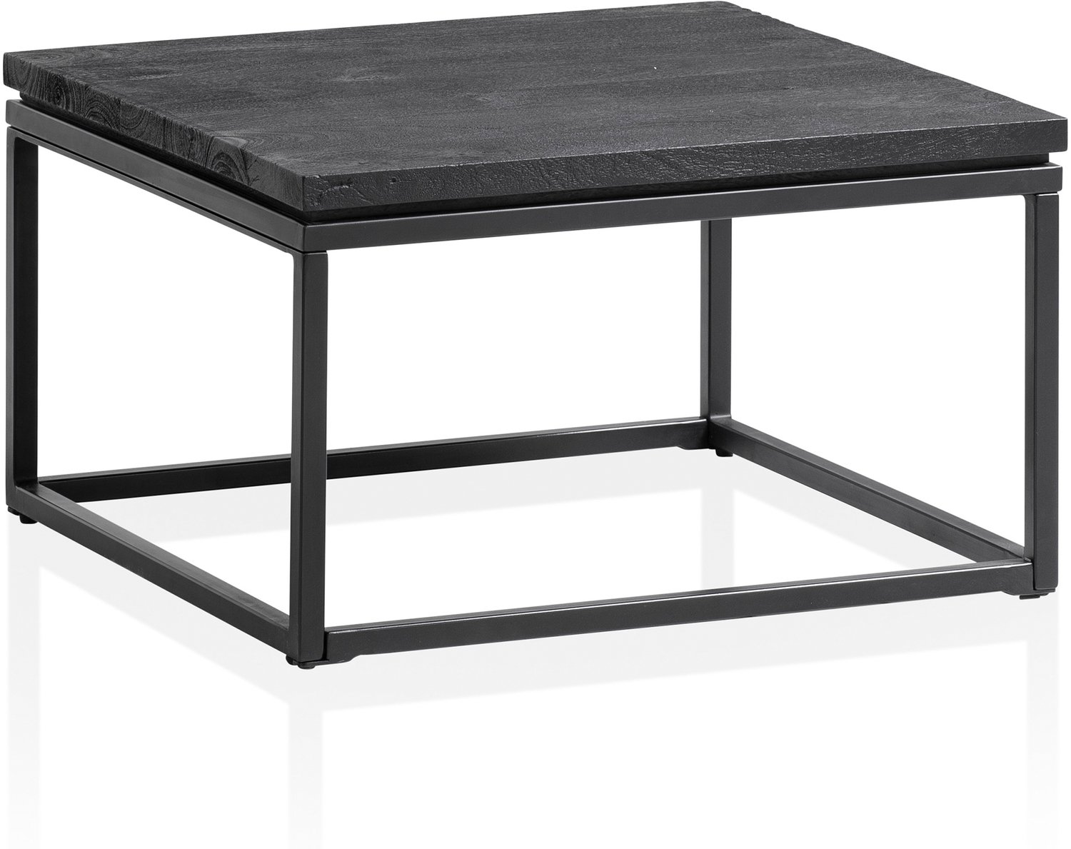 Cosmo Casa Salontafel - Massief mangohout - Zwart - IJzeren onderstel - 60 x 60 x 35 cm