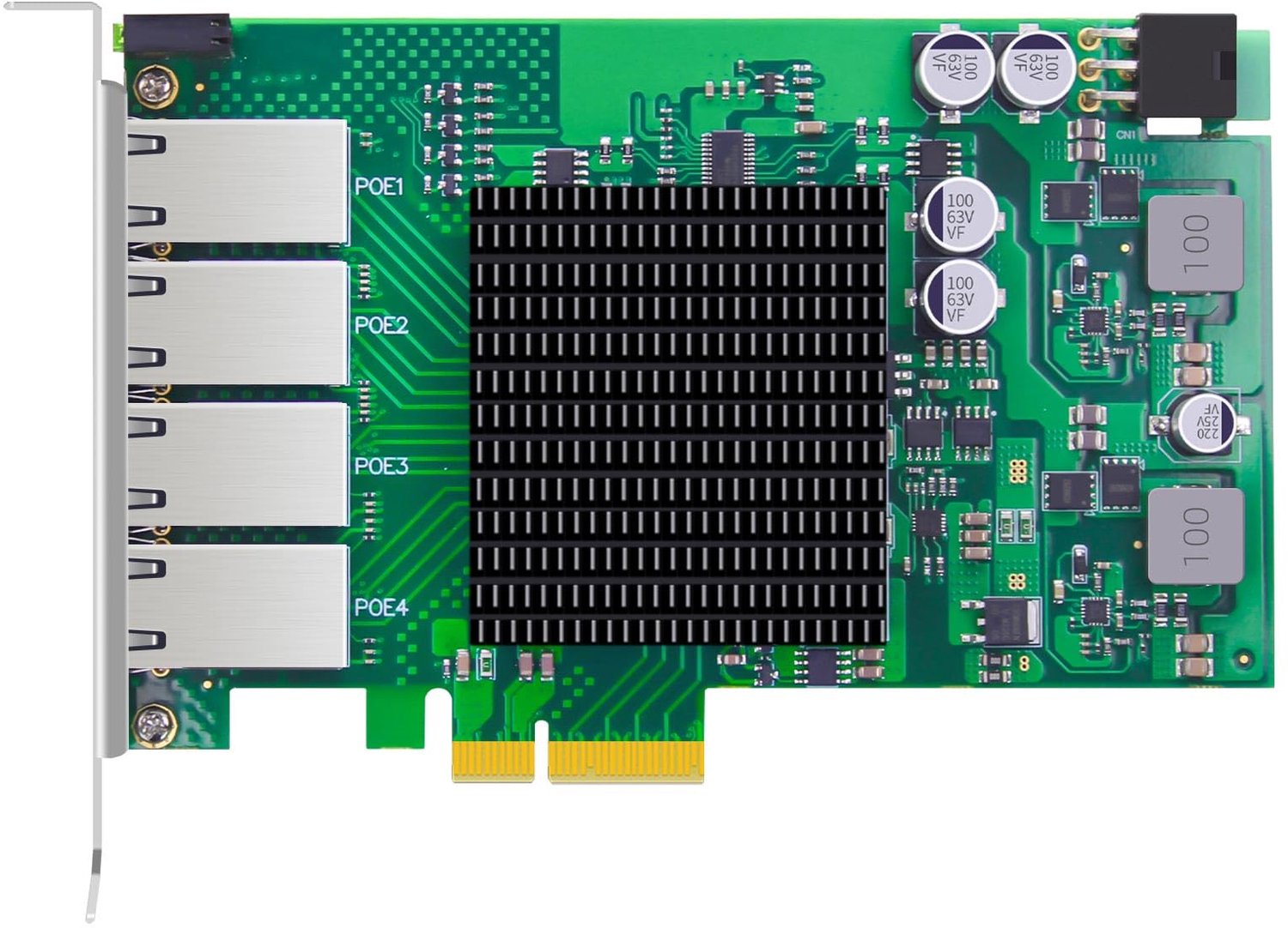 4-Port Gigabit PoE+ Netwerkkaart met Verminderde Elektromagnetische Interferentie