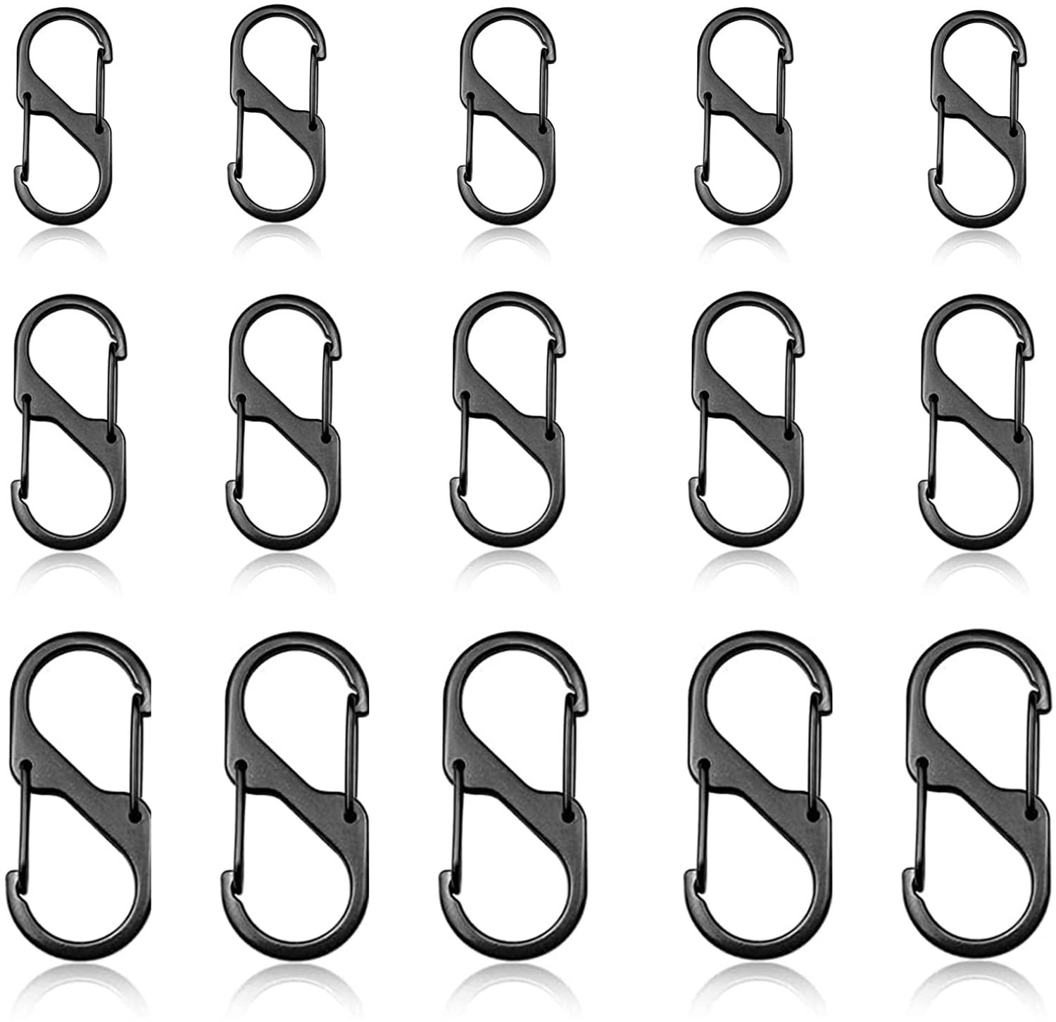 Set van 15 S-vormige Carabiners voor Sleutels en Accessoires