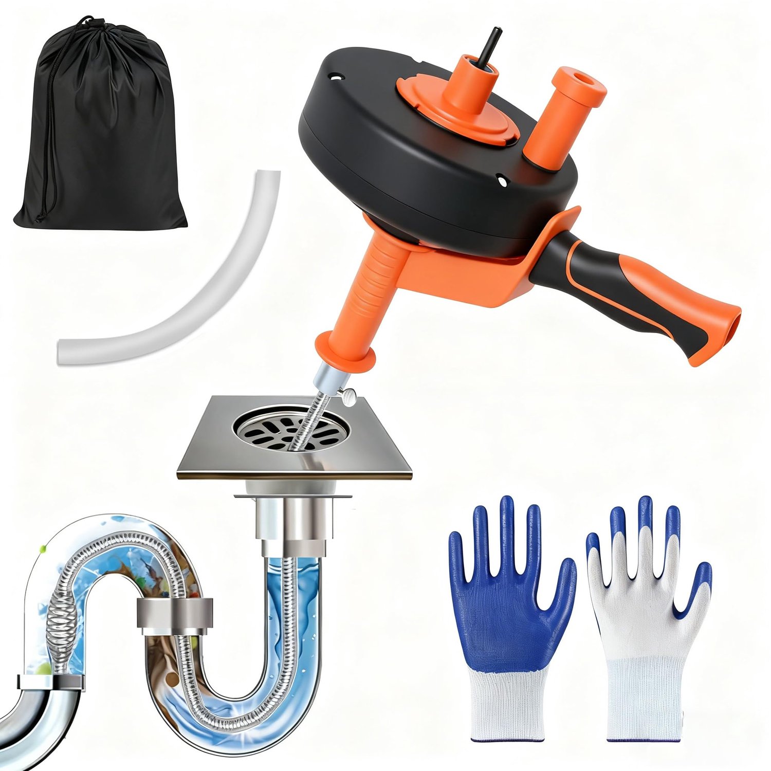 Professionele Afvoerreiniger 10m met Handschoenen en Hulpbuis