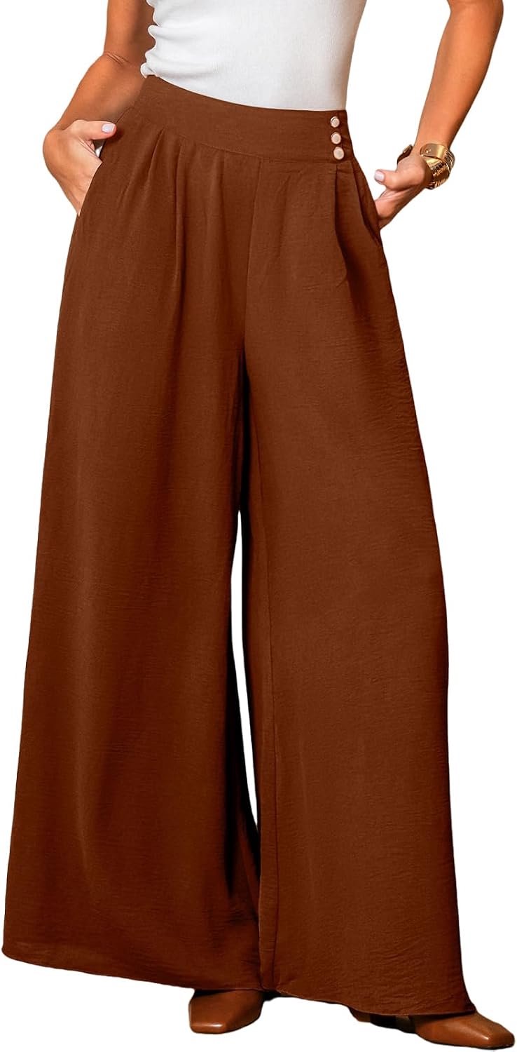 Broek hoge taille wijde pijpen broek met zakken losse lichtgewicht vloeiende zakelijke casual palazzo broek