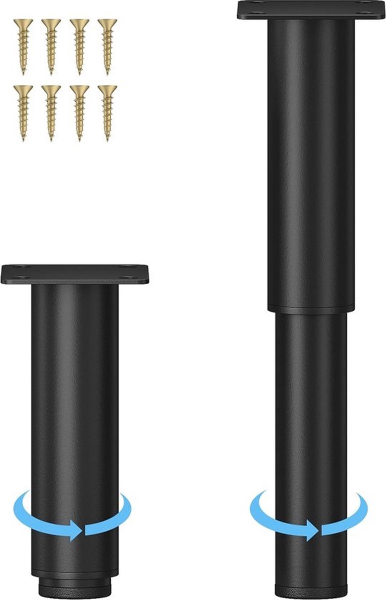 Verstelbare metalen meubelpoten - 5,1-9,45 inch - Set van 2 - Voor banken, dressoirs en tafels