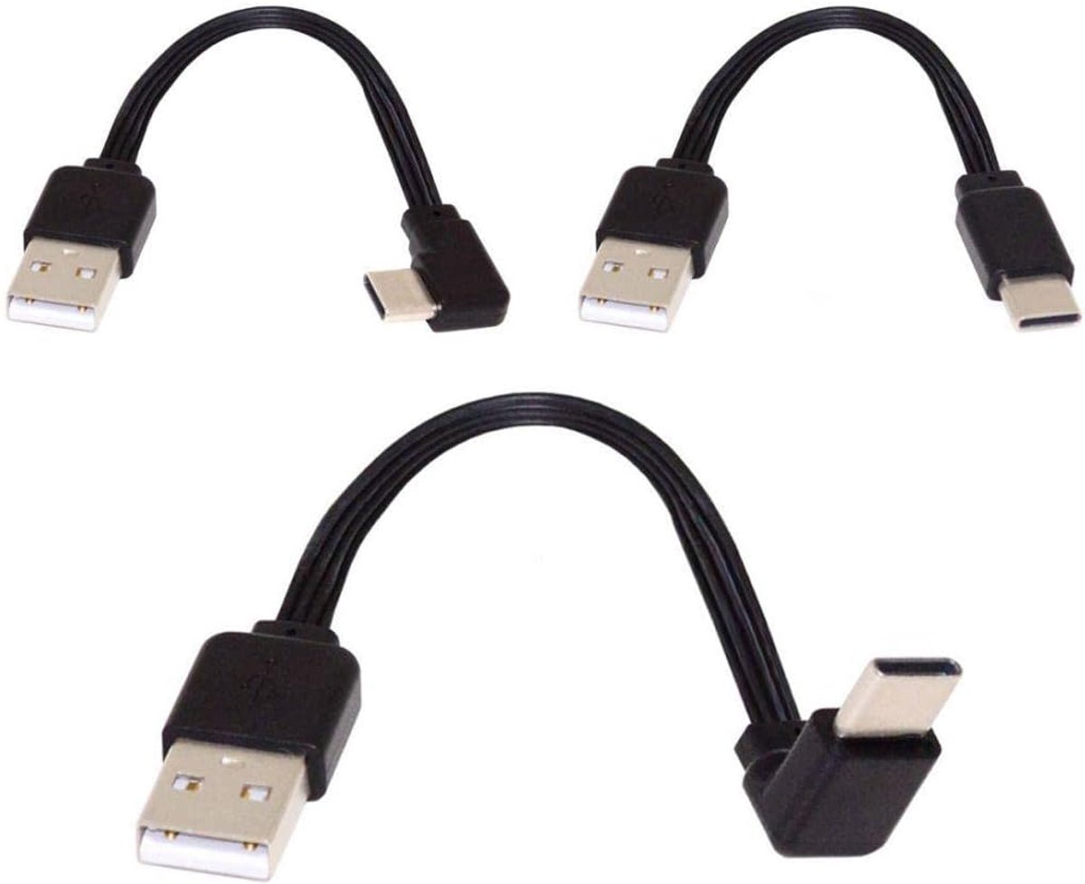 USB-C kabel set 3-pack - 13 cm - USB 2.0 Type A naar USB C - ideaal voor camera's en apparaten - ShopVlot