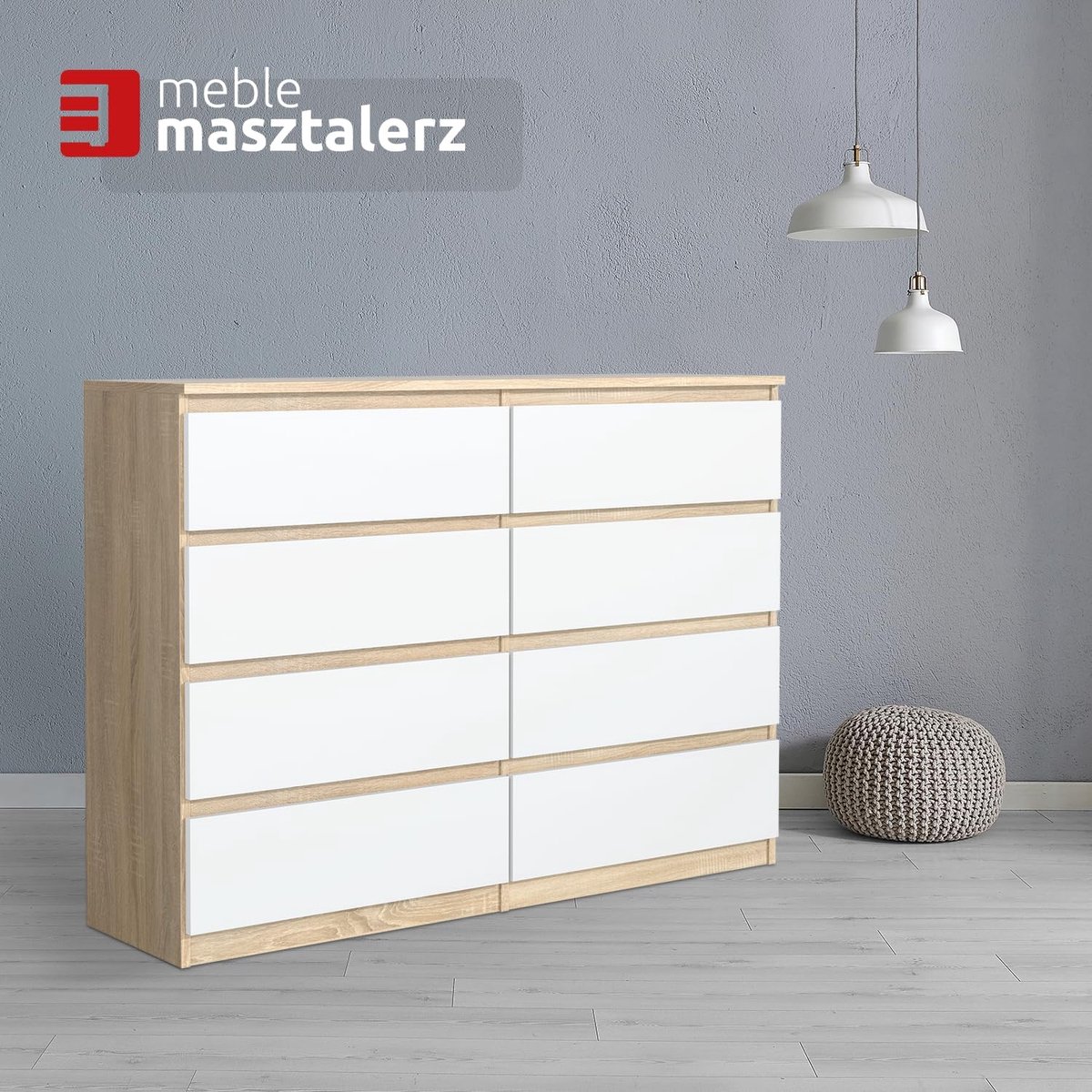 Dressoir 138.5 x 101.5 x 39 cm - 8 lades - tijdloos design - veelzijdig - Industrohome