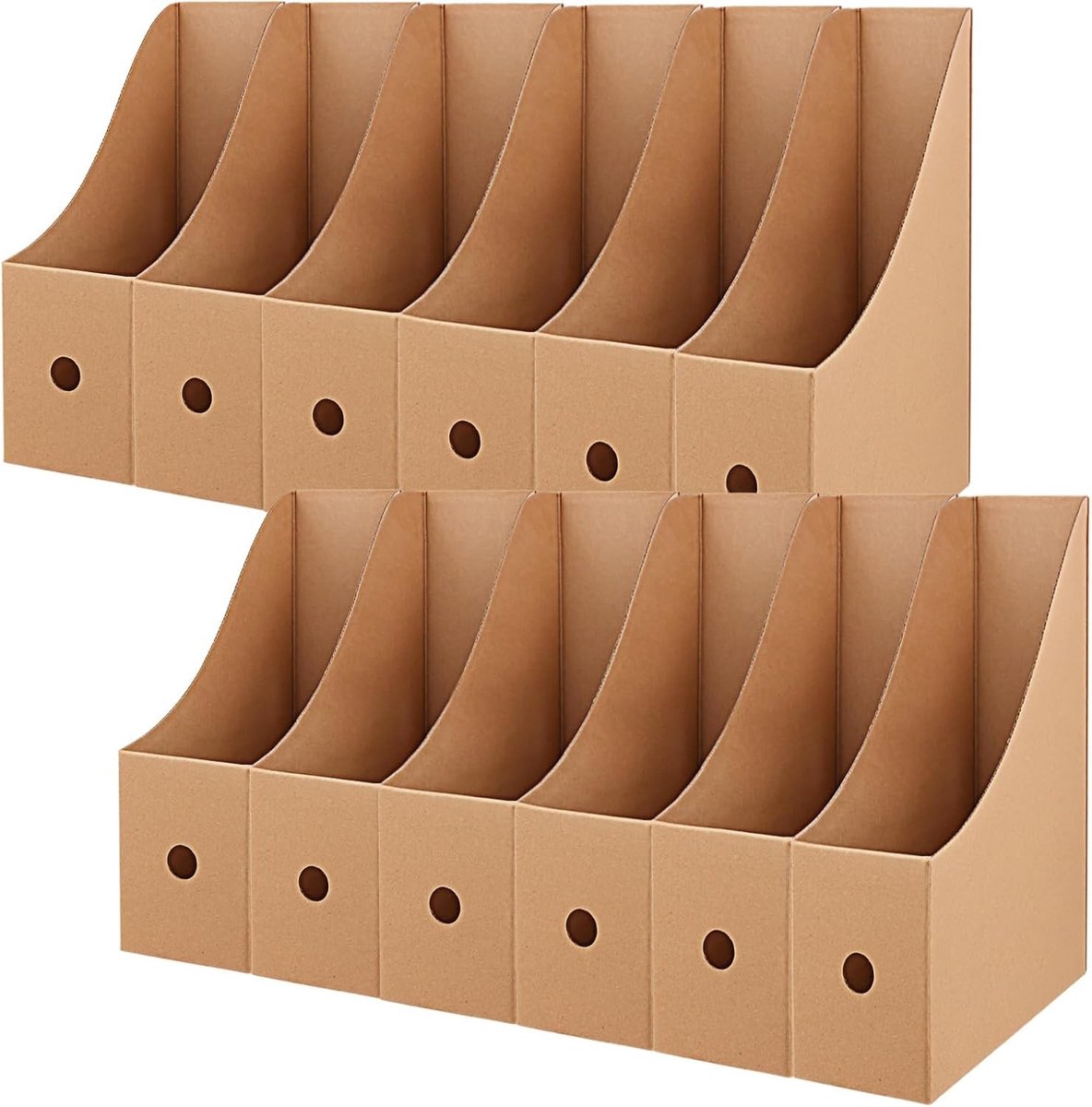 Praktische Opbergdozen voor Documenten - 12 Stuks Kartonnen Mappen, Tijdschrift Houder, Ideaal voor School, Kantoor en Thuisgebruik