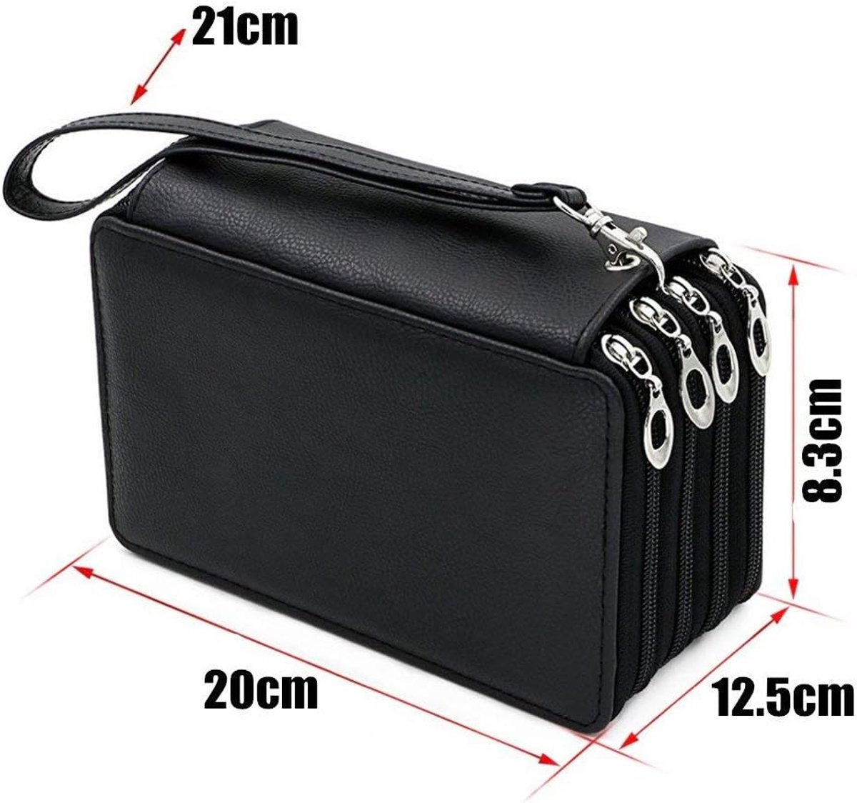 Case Meerlaags 72 Slots Office Supplies PU Lederen Potlood Organizer Grote Capaciteit Gekleurde School Potloden Tas Voor School Kantoor (Zwart)