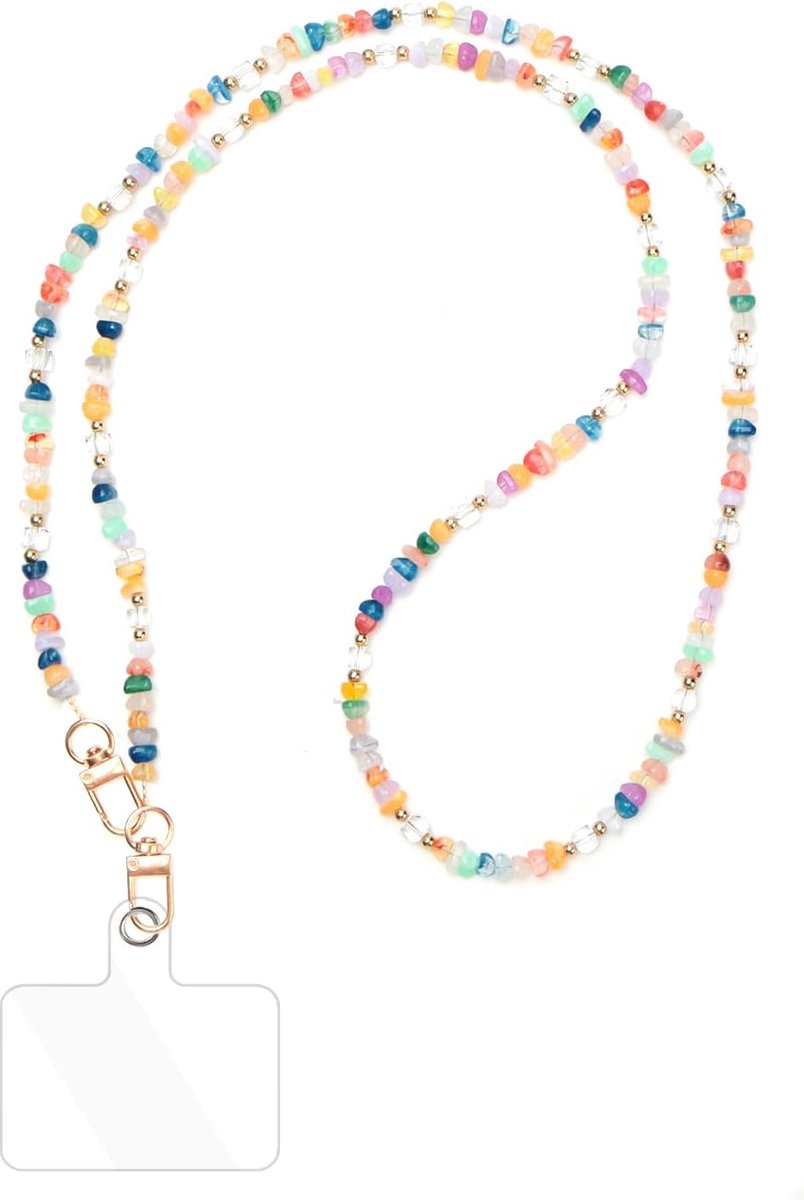 1 telefoonketting, universeel, mobiele telefoonkoord, telefoonkoord met 1 patch, anti-verlies draad natuursteen hanger, compatibel met smartphones voor vrouwen en meisjes