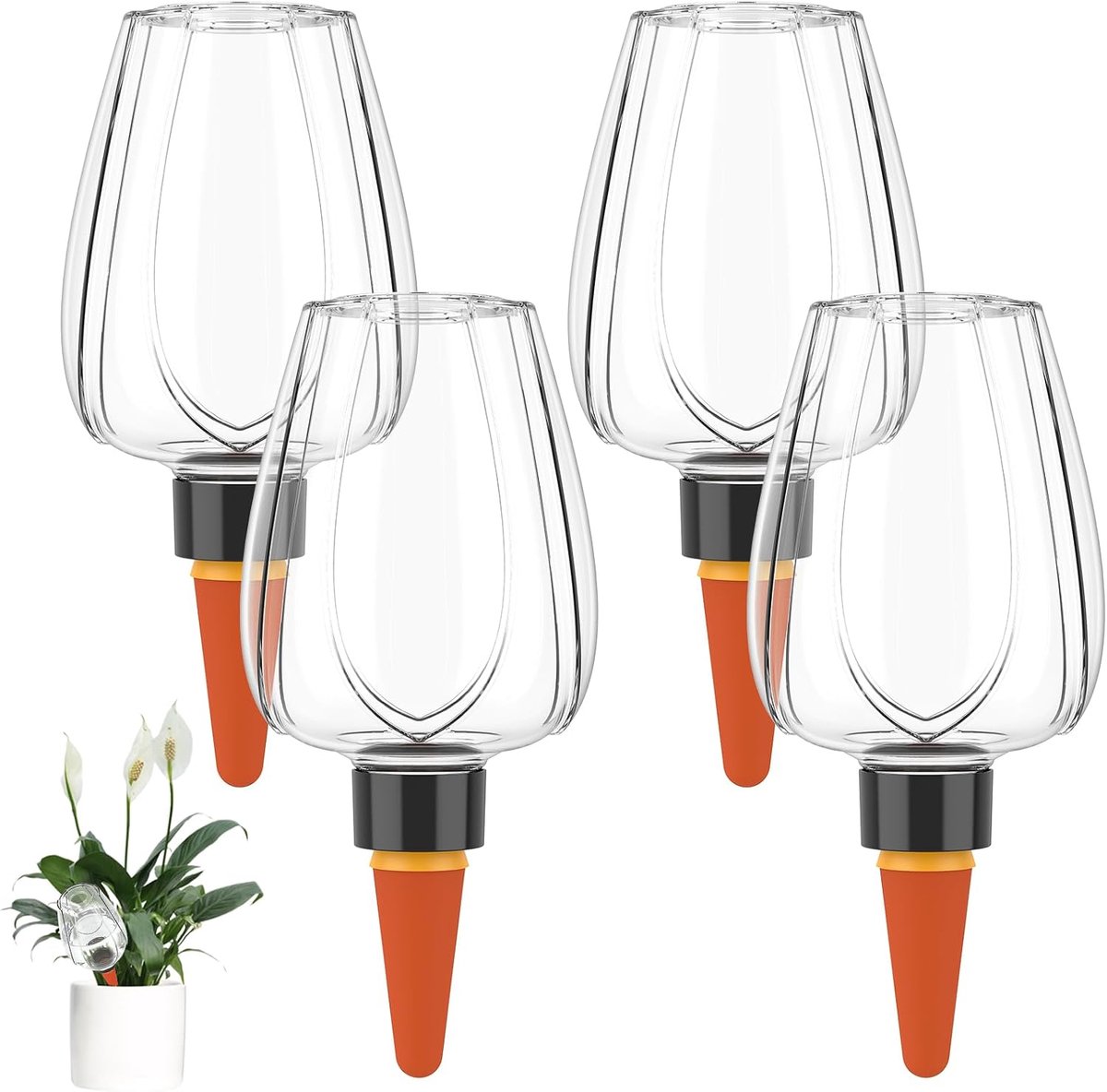 4 stuks, automatische plantenirrigatie, 350 ml, zelfbewatering, irrigatiebal voor automatische irrigatie van kamer, balkon en tuinplanten (transparante kleur, 4)