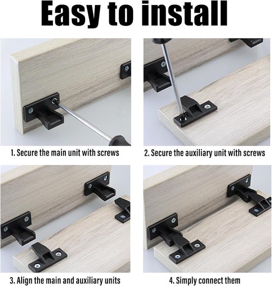 8 stuks kabinet clips, Keku Push in plint bevestigingsmiddelen fit, keuken kast plint clip, ABS Push-fit fittingen, verborgen kasten, meubelpaneel bevestigingen, voor kasten, bedden, tafels, cabine — afbeelding 3