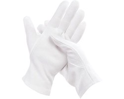 Witte stoffen handschoenen 12 paar witte handschoenen 24 cm 100% katoen comfortabel en ademend Care katoenen - ShopVlot