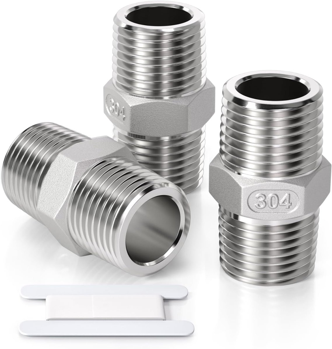 Bwintech 3 Pcs 1" Male 1" Male BSP Wire Stainless Steel 304 Hex Nipple Fittings For Pipe Connecting Switching - ShopVlot