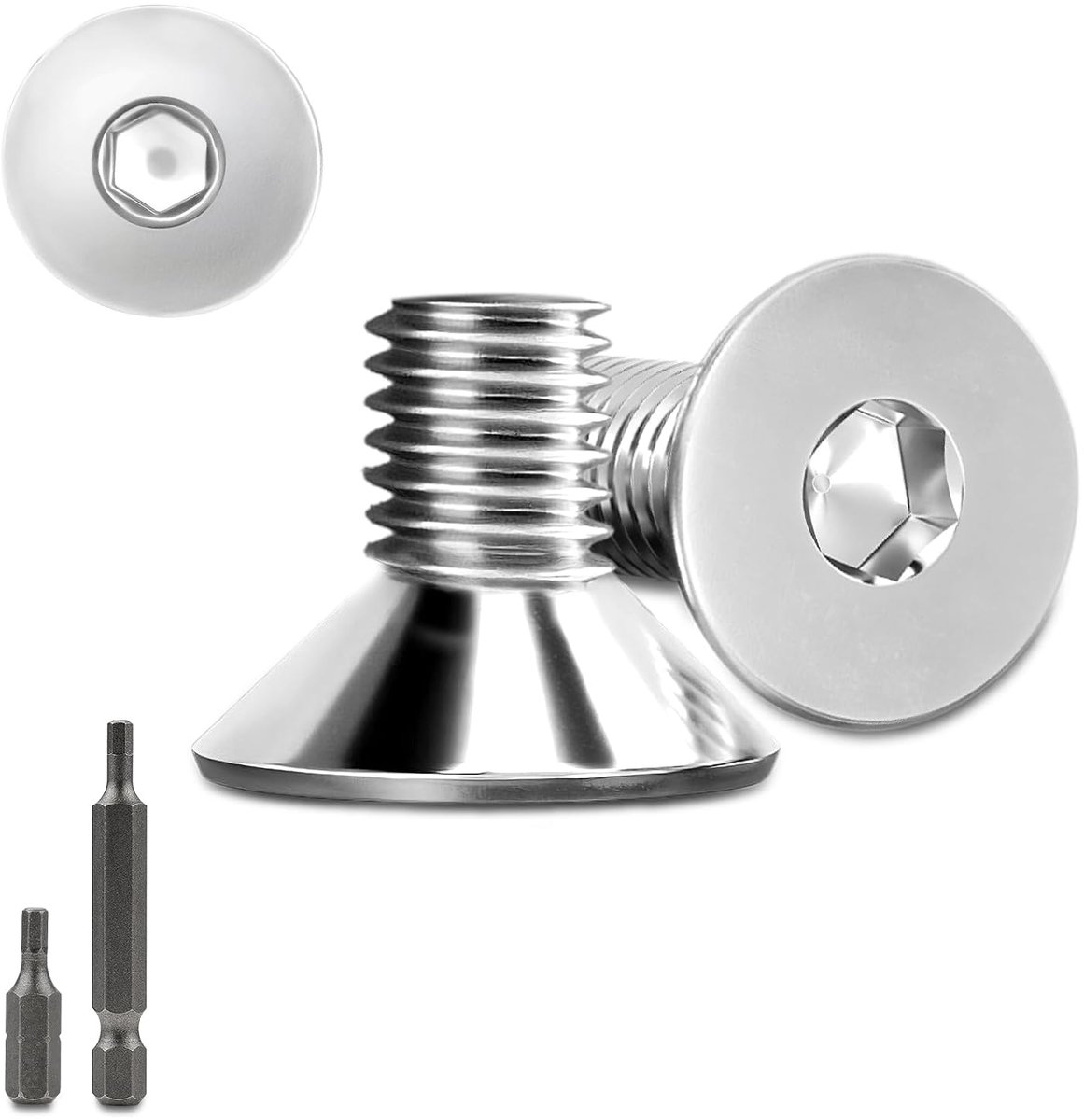 150Pcs Countersunk head screws M5x10mm stainless steel hexagon socket M5 stainless steel screws DIN 7991/ISO 10642 - ShopVlot