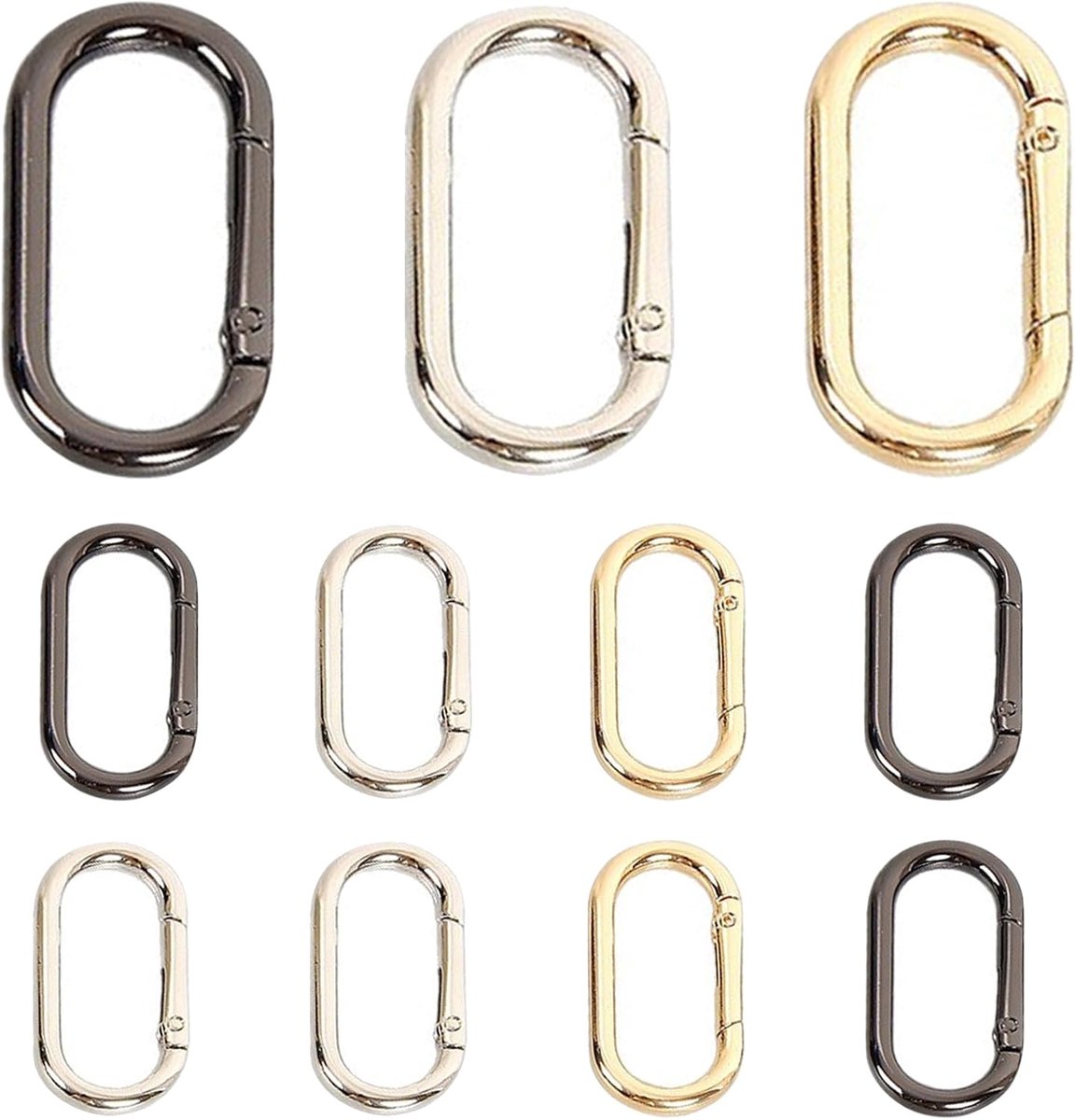 12 stuks karabijnhaken klein 24,5 mm, zinklegering karabijnhaken set in 3 kleuren, karabijnhaak sleutelhanger van - ShopVlot