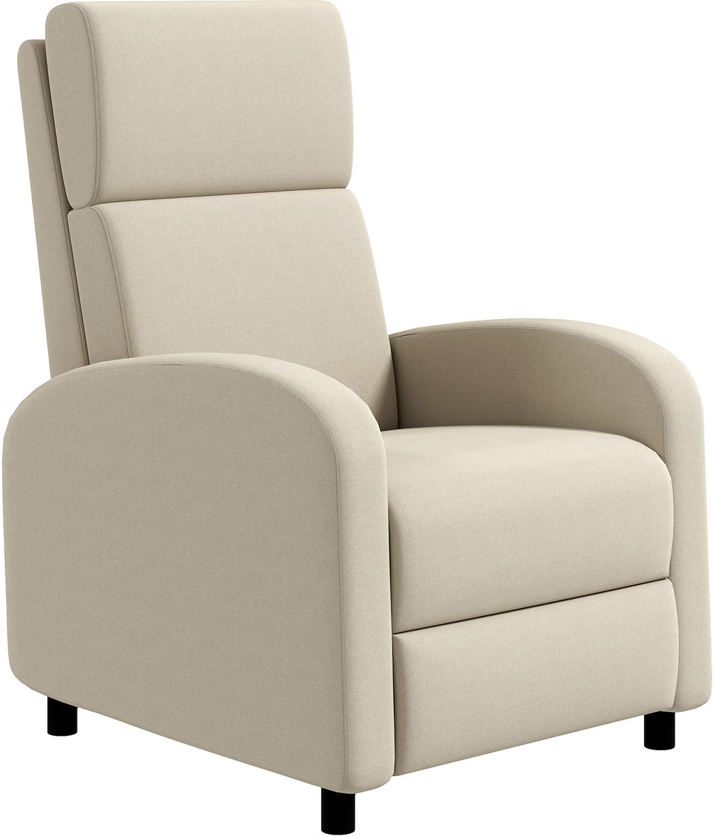 Homona Relaxfauteuil - Met verstelbare voetsteun - 160° kantelbaar - 64 x 86 x 102 cm - Crèmewit