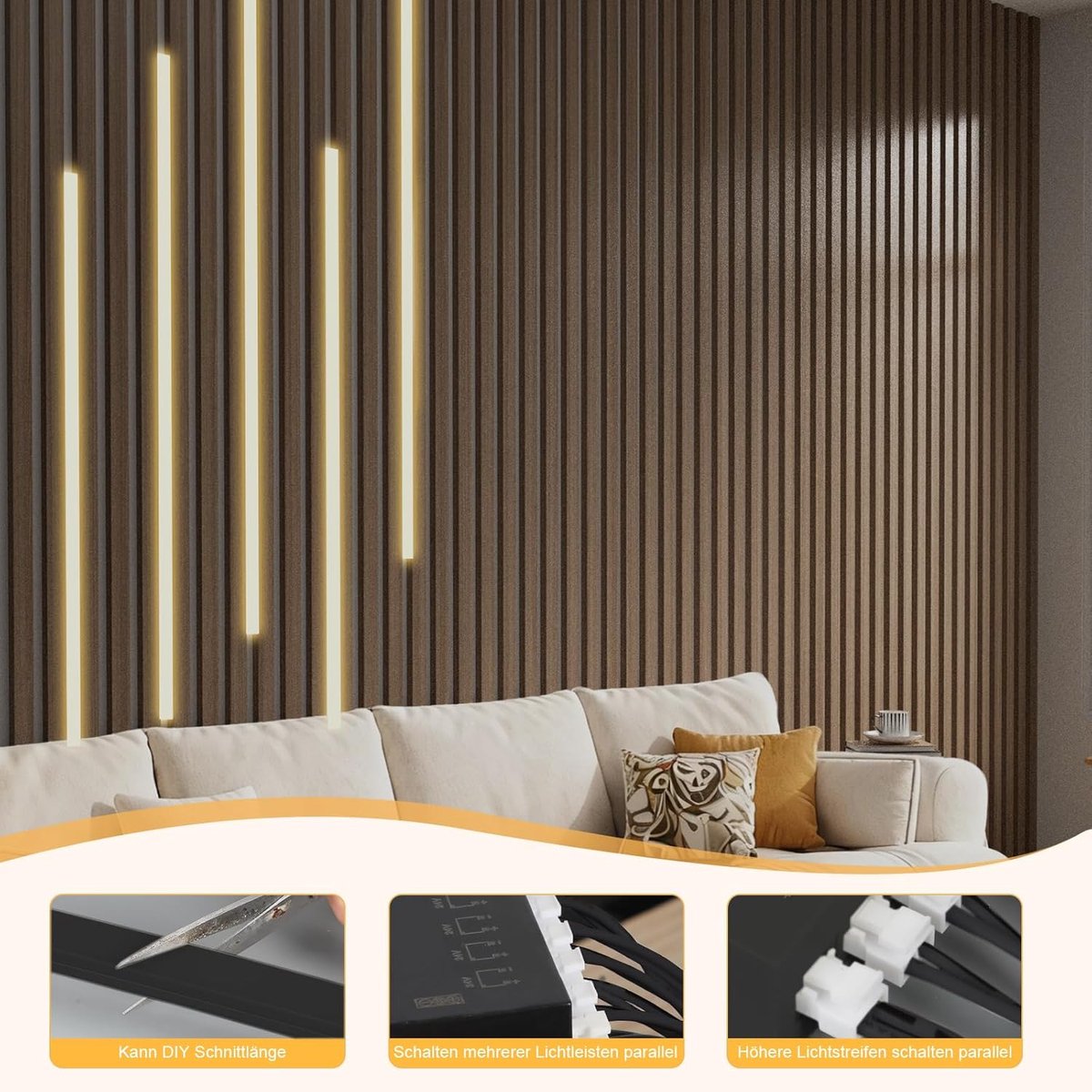 SnelShoppen - Zwarte LED Strip voor Akoestische Panelen, 6 x 100 cm, Flexibele LED Strip, 12 x 12 mm, Geïntegreerde Akoestische Panelen, Perfect voor